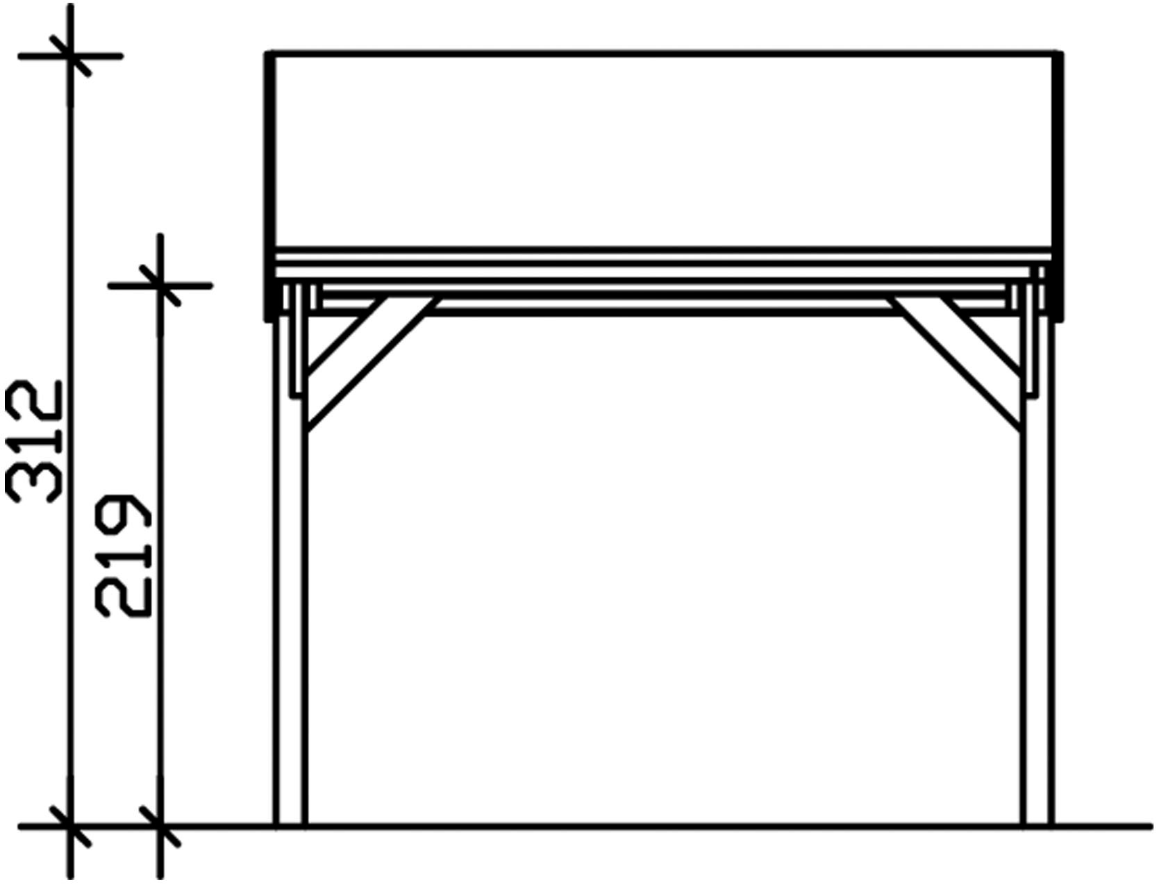 Skanholz Einzelcarport »Harz«, Nadelholz, 291 cm, Nussbaum, mit roten Dachschindeln