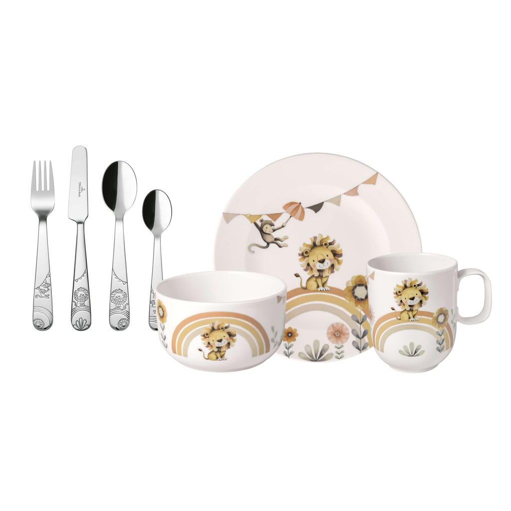 VILLEROY & BOCH Kindergeschirr-Set "Kindergeschirr Set Roar like a Lion 7er Set bunt", bunt, Geschirr-Sets