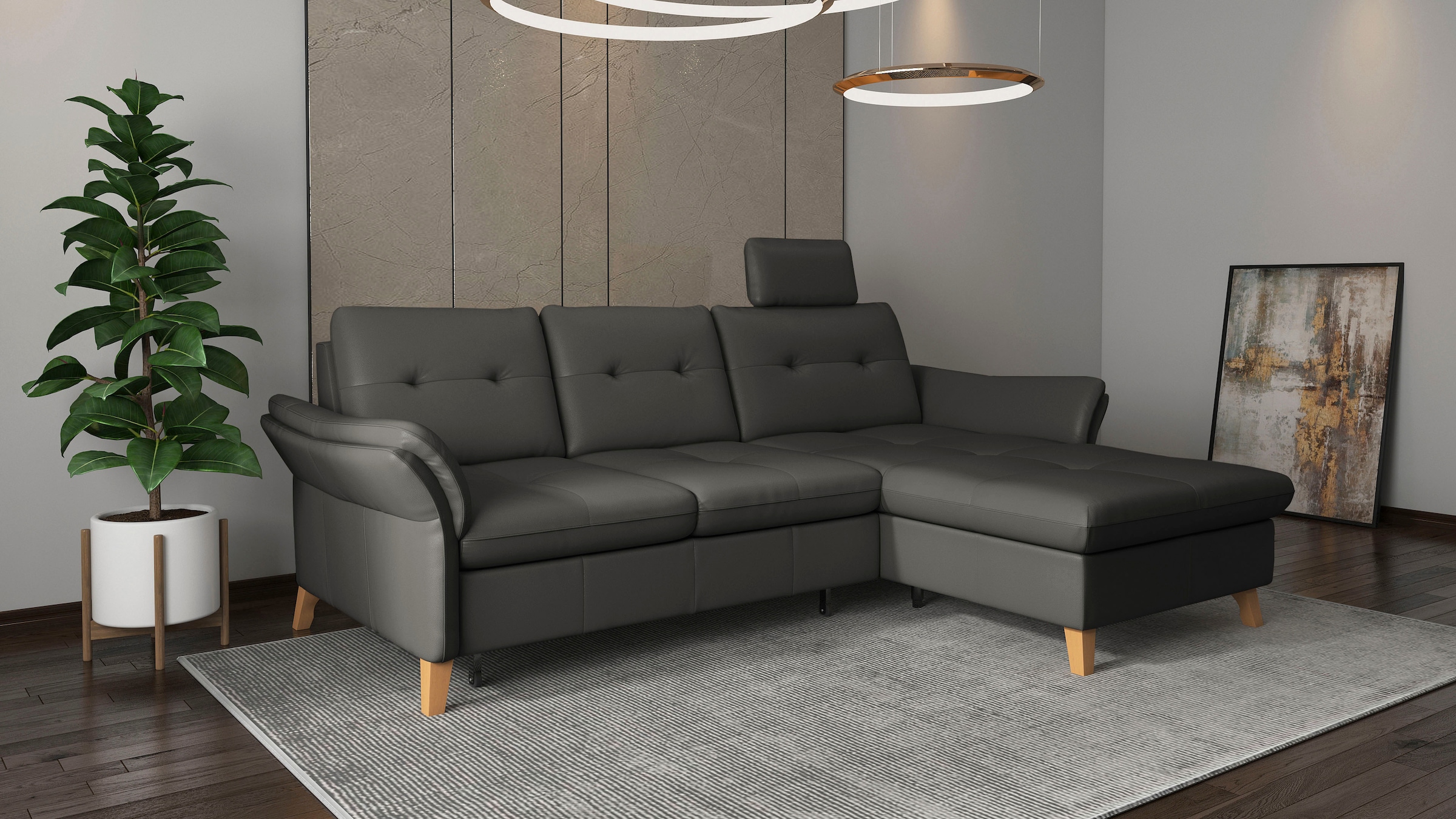 sit&more Ecksofa »Göteborg«, Sitztiefenverstellung und Federkern, wahlweise mit Bettfunktion