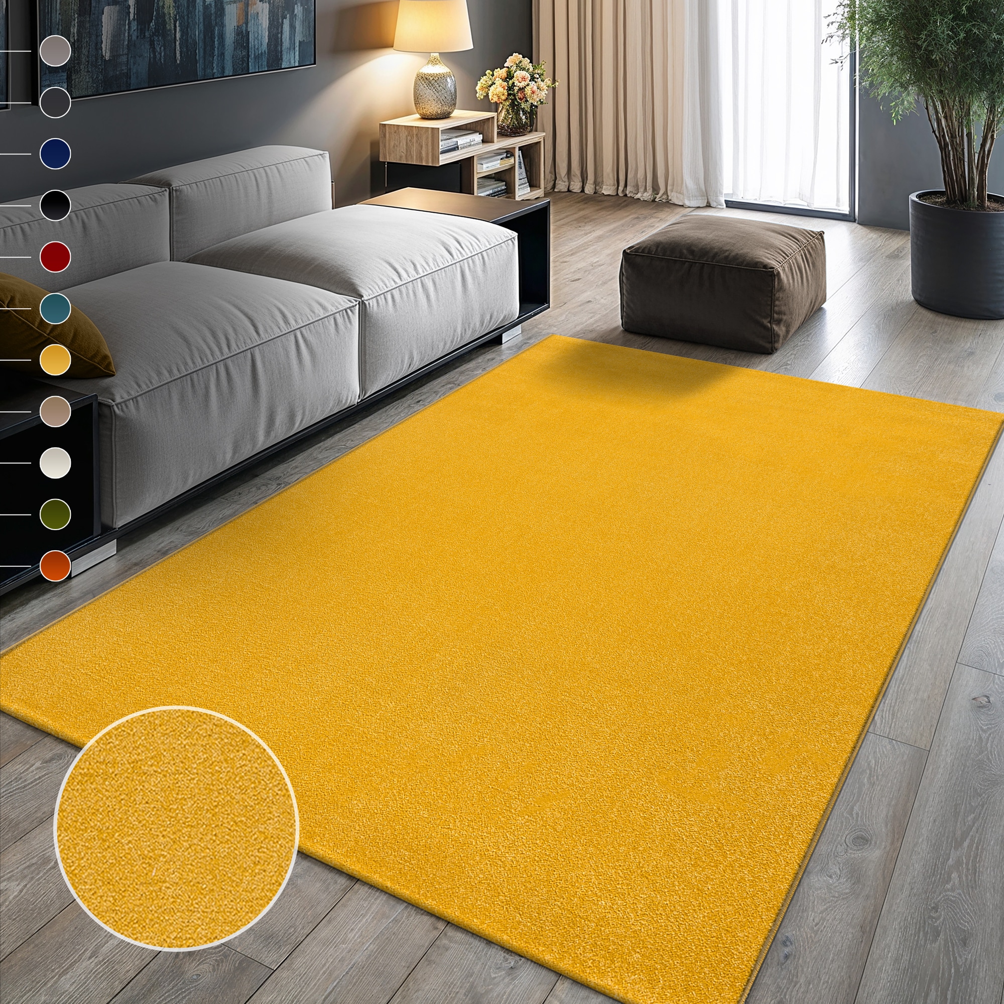 Sanat Teppich "UNI, auch als Läufer und Rund" rechteckig 13 mm Höhe robuster Kurzflorteppich, große Farbauswahl, Wohnzimmer, alle Räume