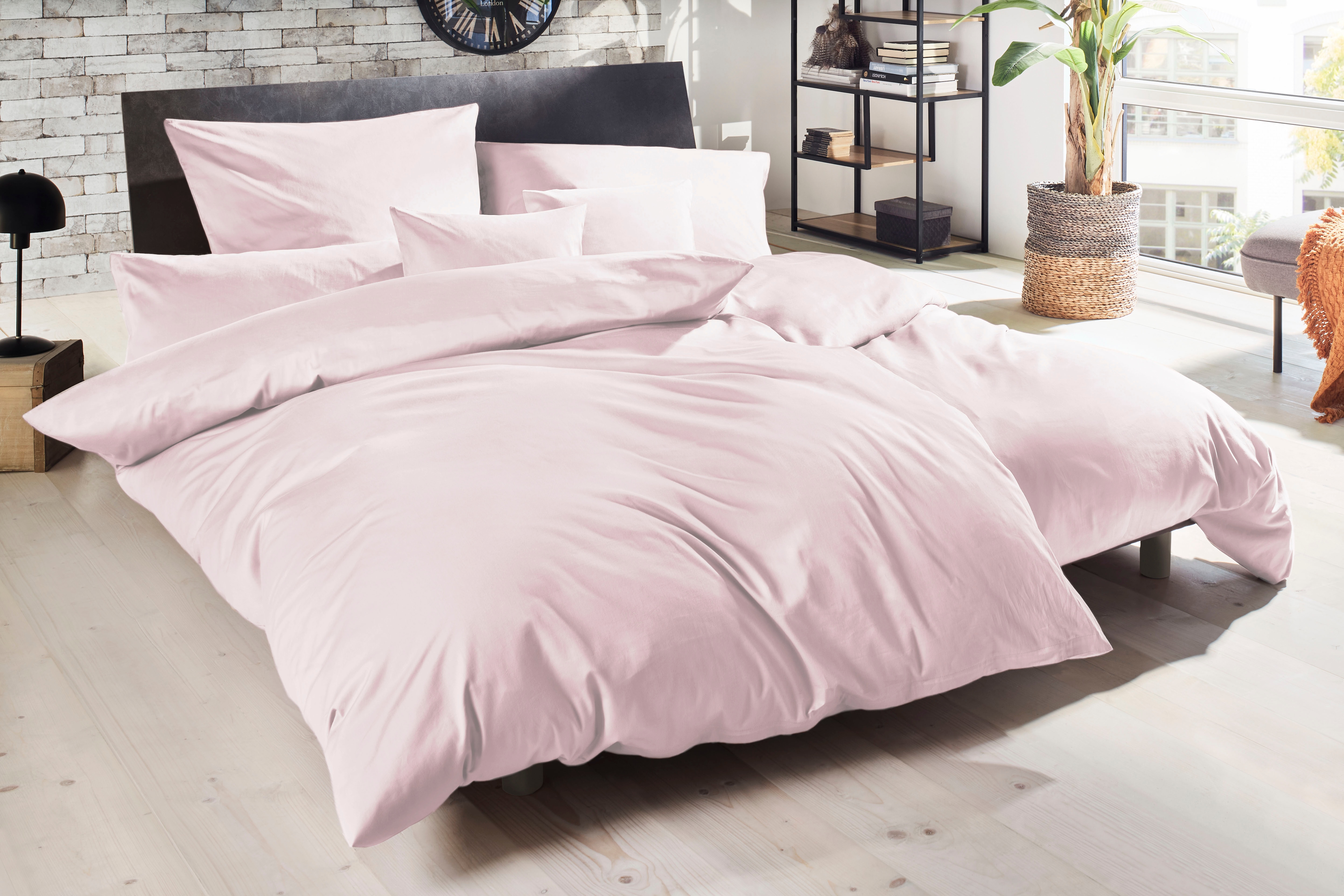 Primera Bettwäsche "Uni Luxus-Satin in Gr. 135x200, 155x220 oder 200x200 cm" 3 Stk. Bettwäsche aus Baumwolle, unifarbene Bettwäsche mit Reißverschluss