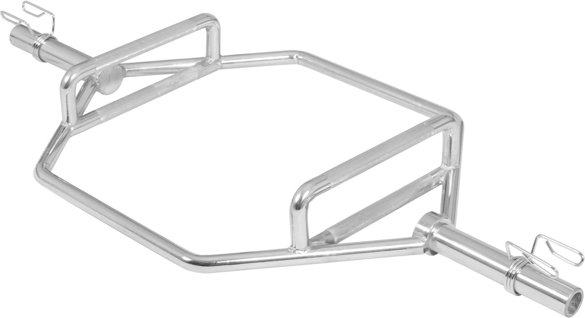 Gorilla Sports Olympiastange Olympia Hantelstange Chrom Hexagon, Chrom-Stahl, 143 cm, Hexagon Form ermöglicht unterschiedliche Griffvariationen, hochwertig verchromt