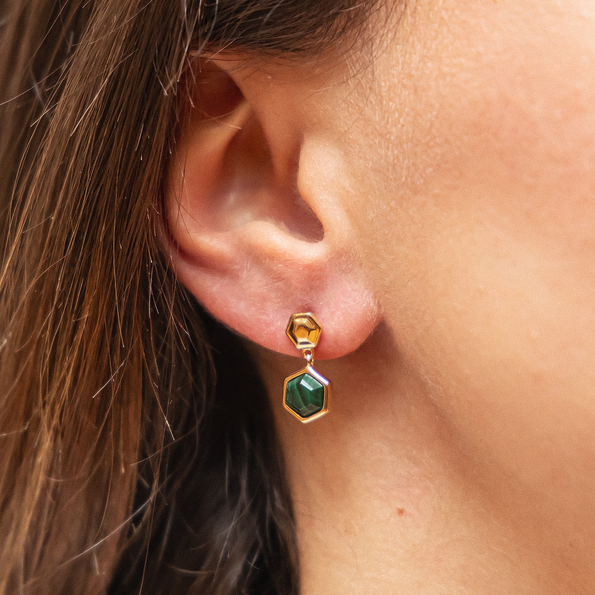 CELESTA Paar Ohrstecker »925 Sterling Silber vergoldet Malachit«