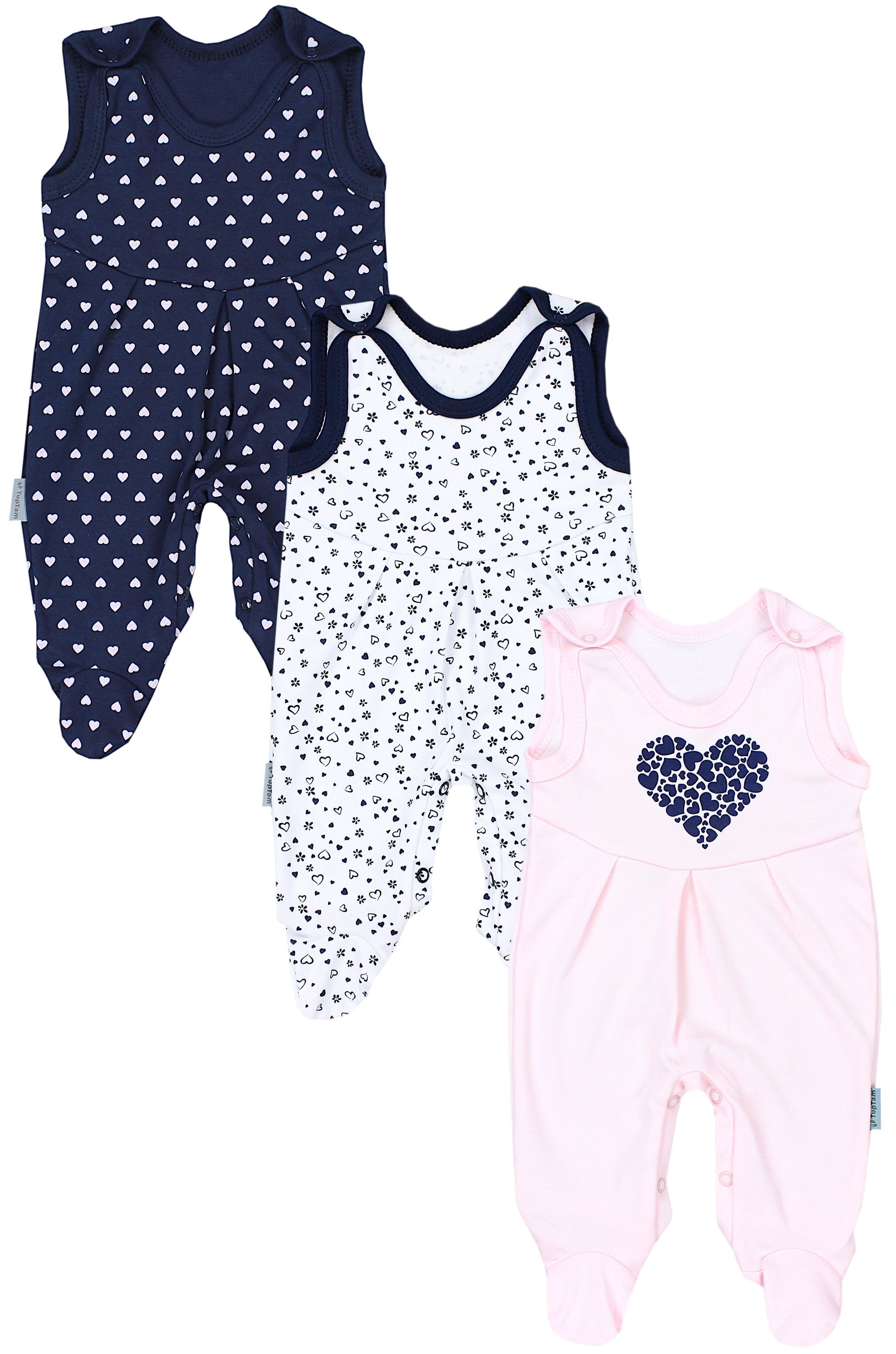 TupTam Strampler "Strampler Baby Mädchen Strampler mit Fuß 3er Pack"