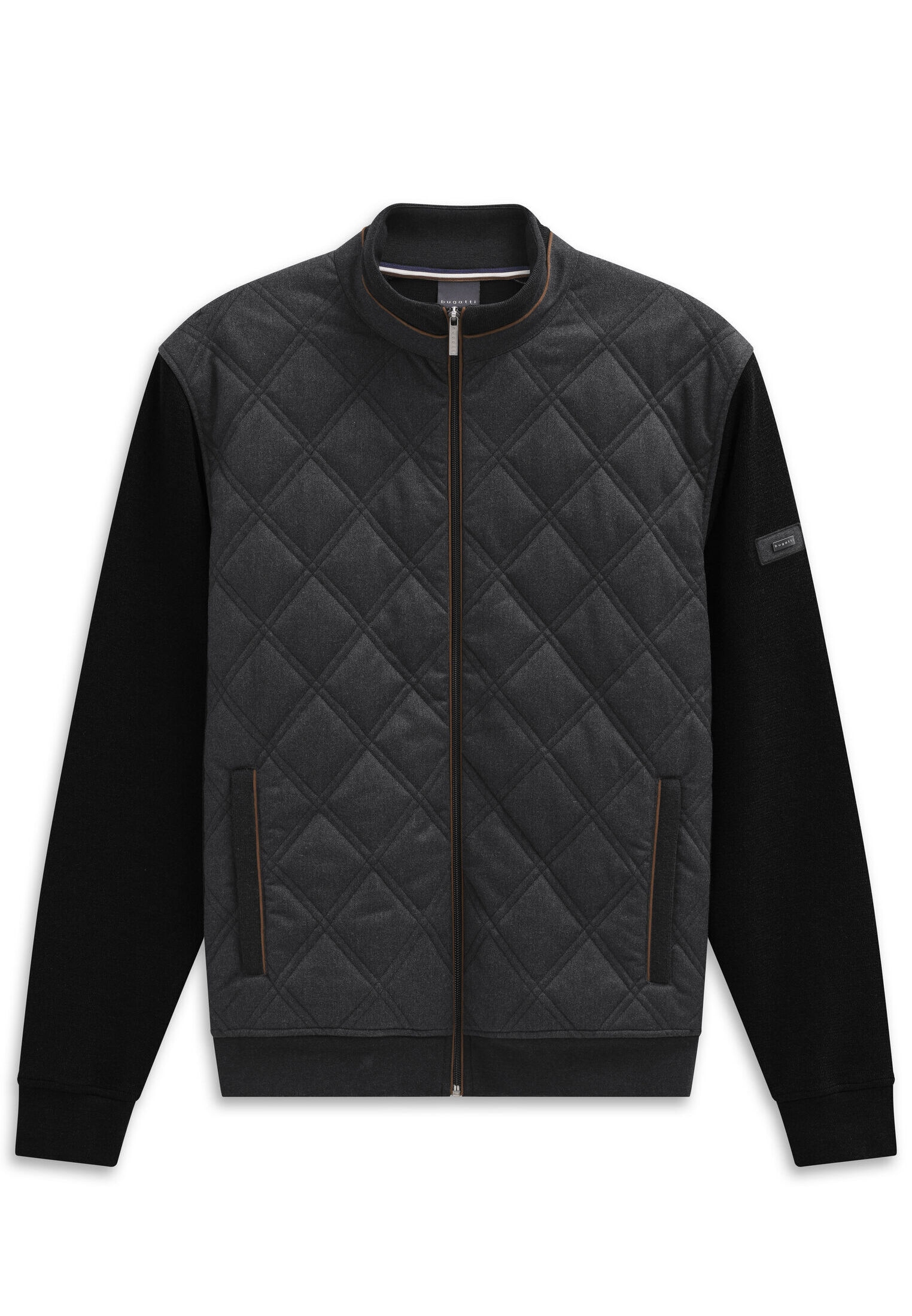 bugatti Sweatjacke »Regular Fit«, mit Rautensteppung und Stehkragen