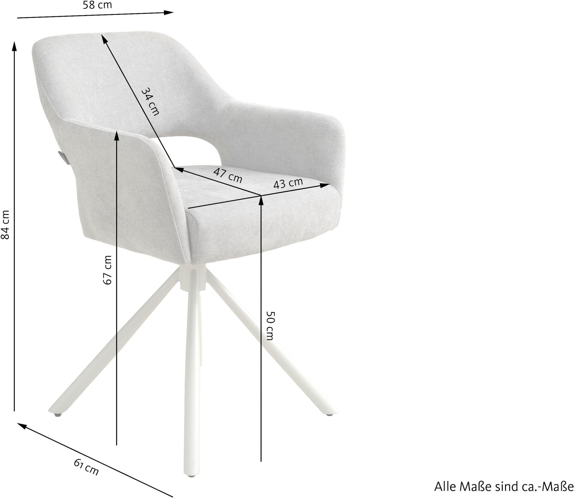 SCHÖNER WOHNEN-Kollektion Esszimmerstuhl »STAVANGER, 360° drehbar mit Rückholfunktion« (Set) 2 Stk.mit Taschenfederkern, Bezug Webstoff, Untergestell pulverbeschichtet