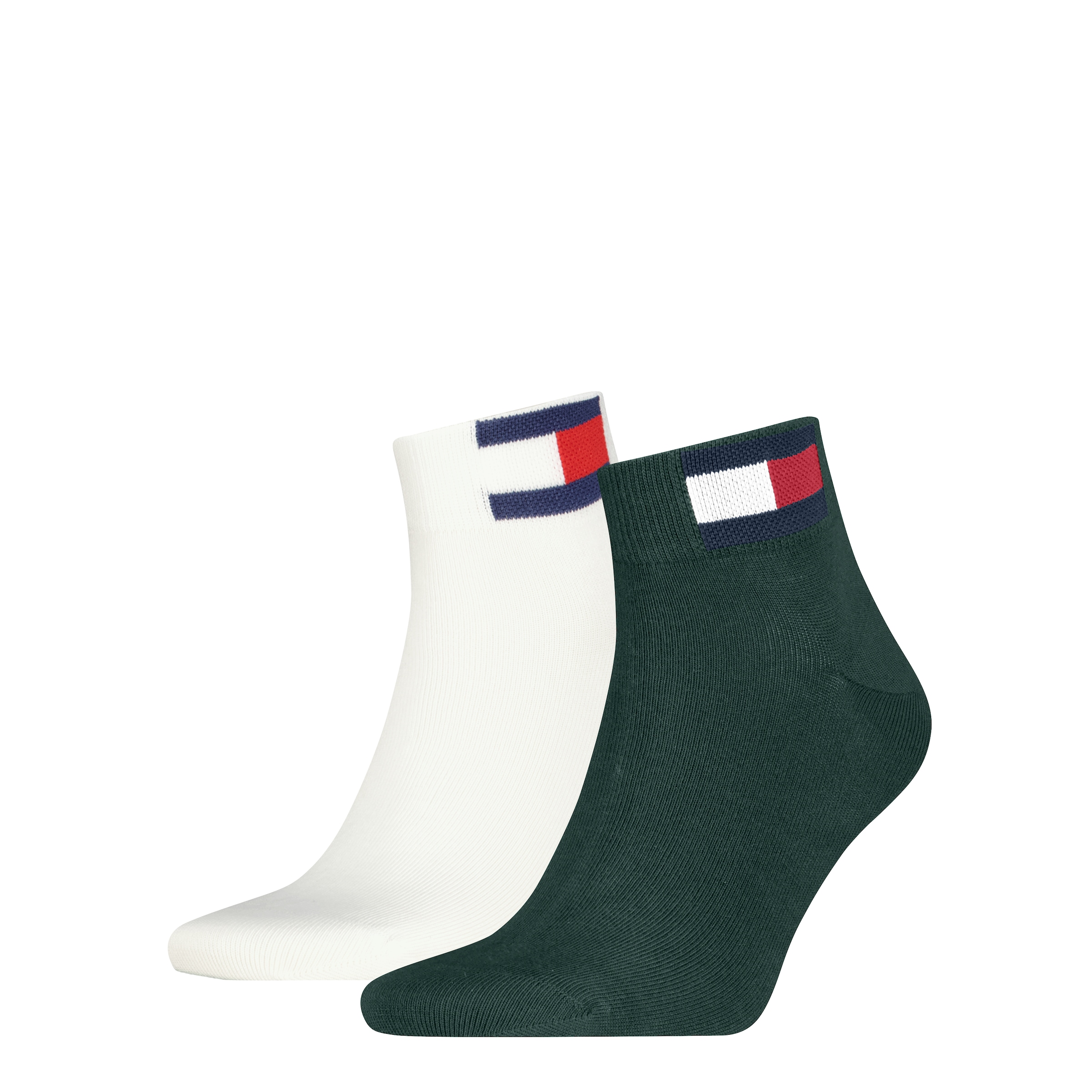 Tommy Hilfiger Kurzsocken "TH UNI TJ QUARTER 2P FLAG" 2 Paar, Verstärkte Ferse und Spitze für zusätzliche Strapazierfähigkeit