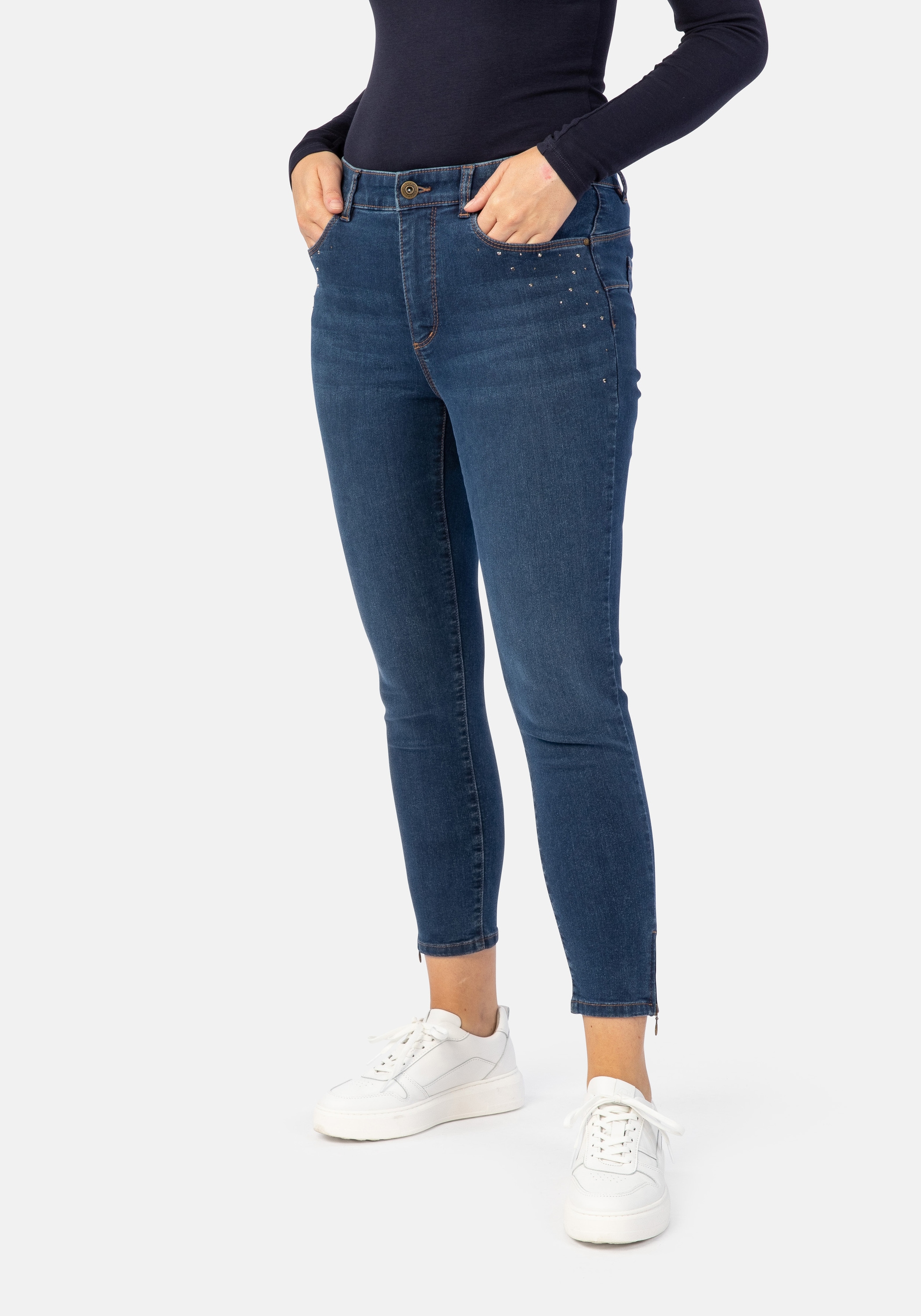 STOOKER WOMEN "Rio Denim Strass Skinny Fit Jeans" Skinny Fit Casual Clean Wash Denim Jeans Magic Shape Effekt für Damen