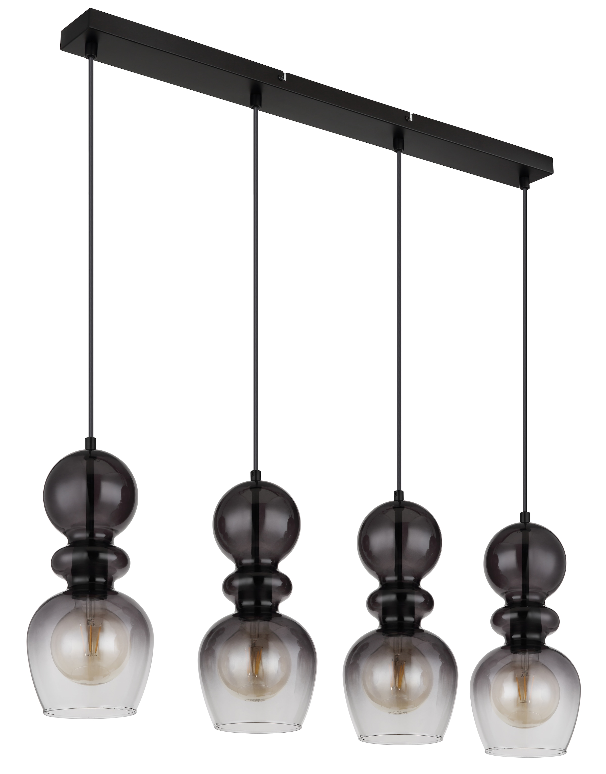 GLOBO LIGHTING Hängeleuchte »CLARITY«, Leuchtmittel E27 | ohne Leuchtmittel, Hängelampe/Schlafzimmer/Wohnzimmer/schwarz/ 4 bauchige Gläser