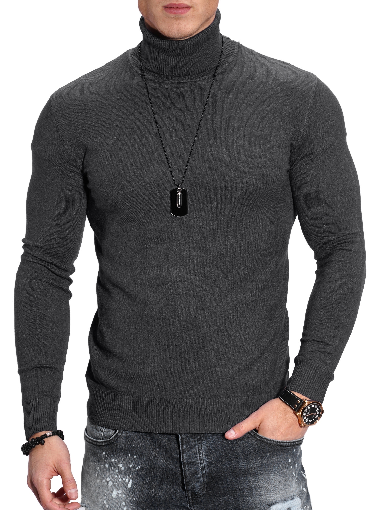 behype Rollkragenpullover "TIM", im Slim Fit-Schnitt