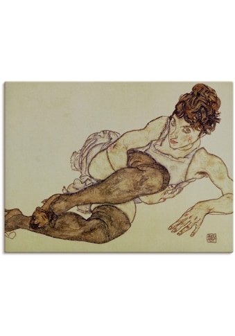 Wandbild »Liegende Frau mit grünen Strümpfen. 1917«, Frau, (1 St.)