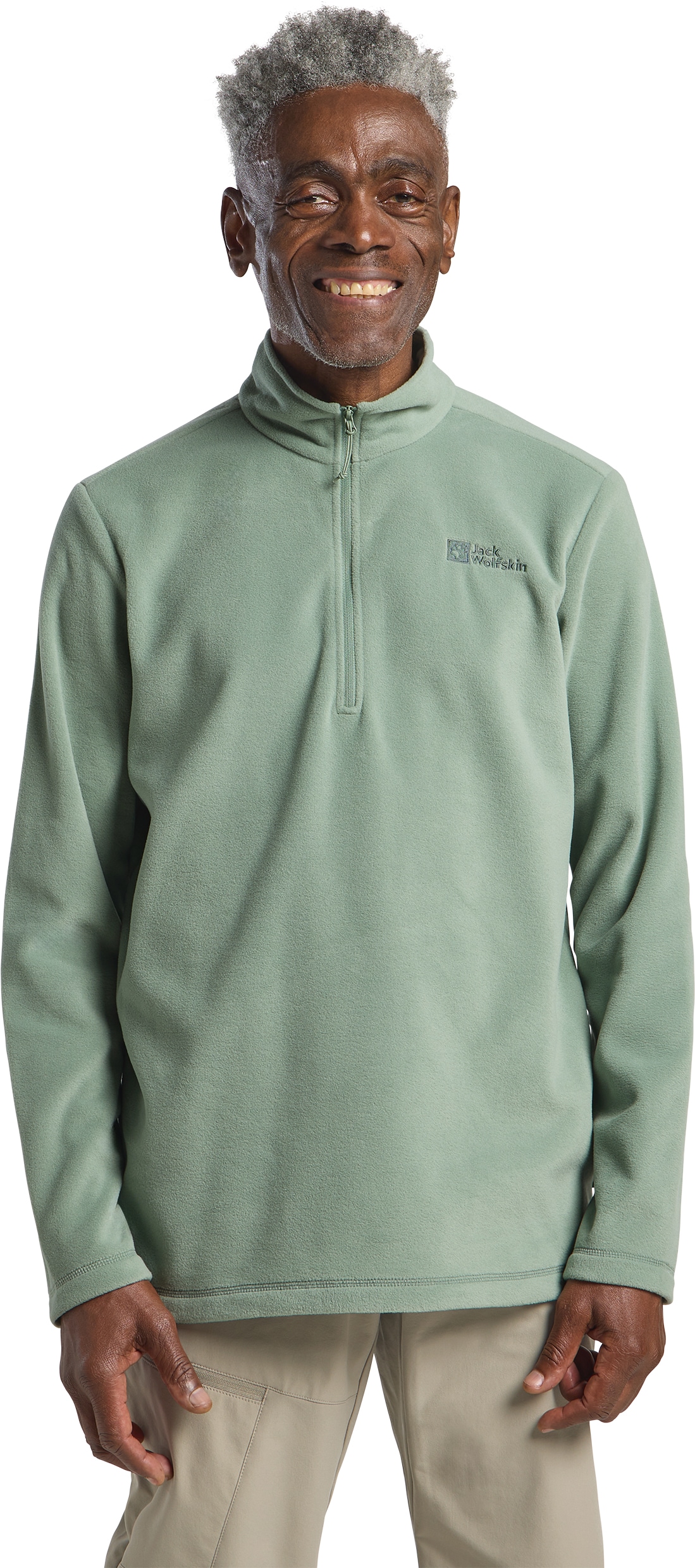 Jack Wolfskin Fleecepullover "TAUNUS HZ M", hoher Stehkragen, mit halbem Reißverschluss, hüftbedeckende Länge