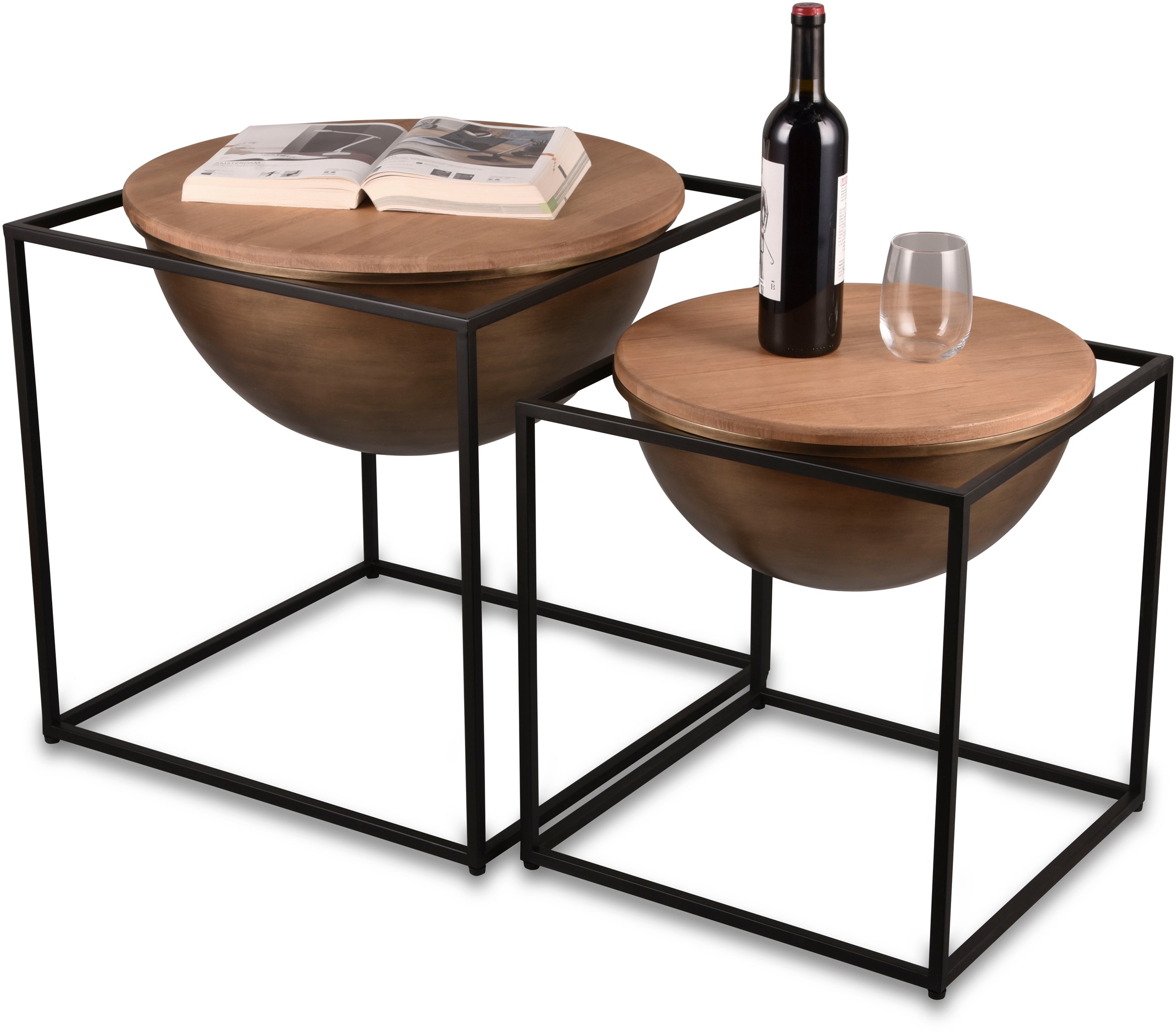 MIRRORS AND MORE Beistelltisch »Celli«, (1 St.), Kombination aus Holz und Metall