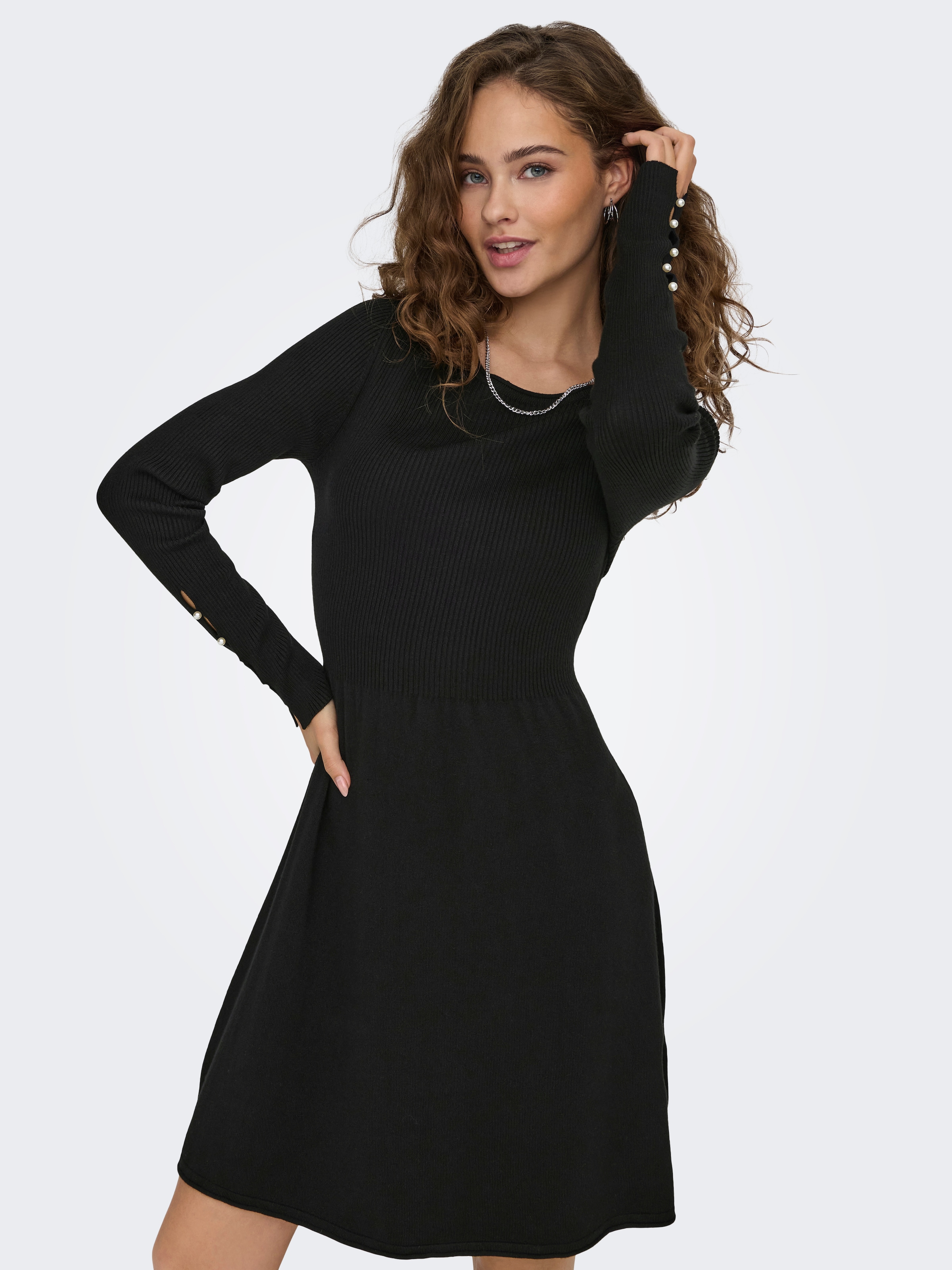 ONLY Midikleid "ONLNATASCHA LS PEARL O-NECK DRESS CC KNT", Sommerkleid günstig online kaufen
