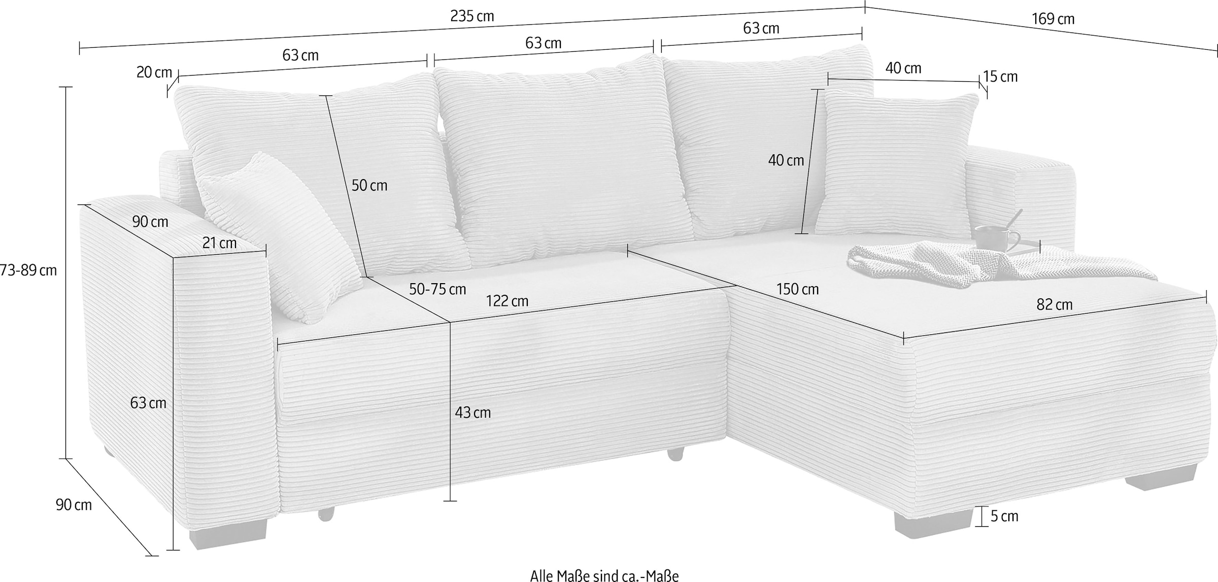 Jockenhöfer Gruppe Ecksofa »Elmau L-Form«, inklusive Bettfunktion, Bettkasten, Ottomane links oder rechts