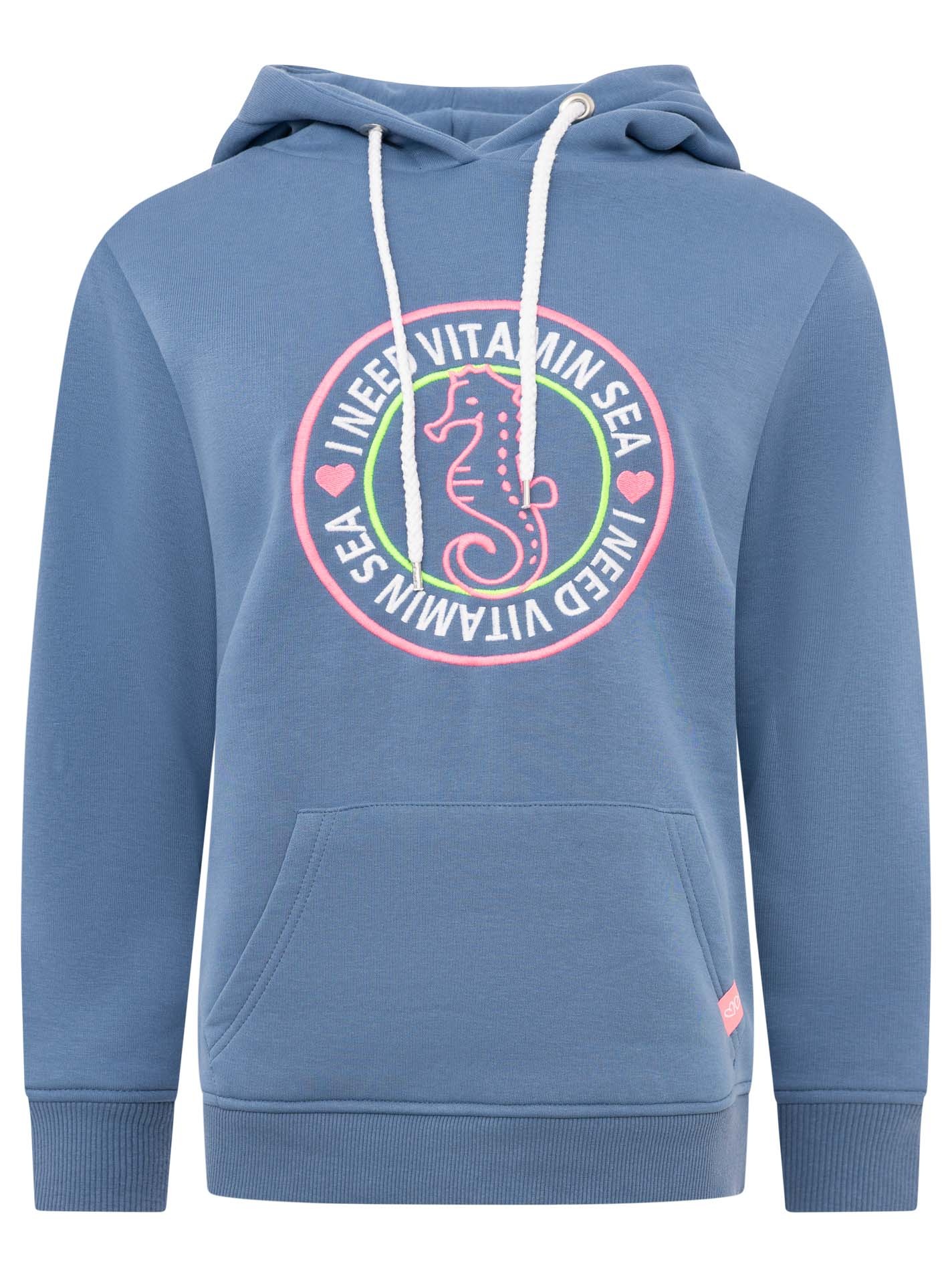 Zwillingsherz Hoodie ""Seepferdchen"", runde Stickerei, maritimer Look, Kap günstig online kaufen