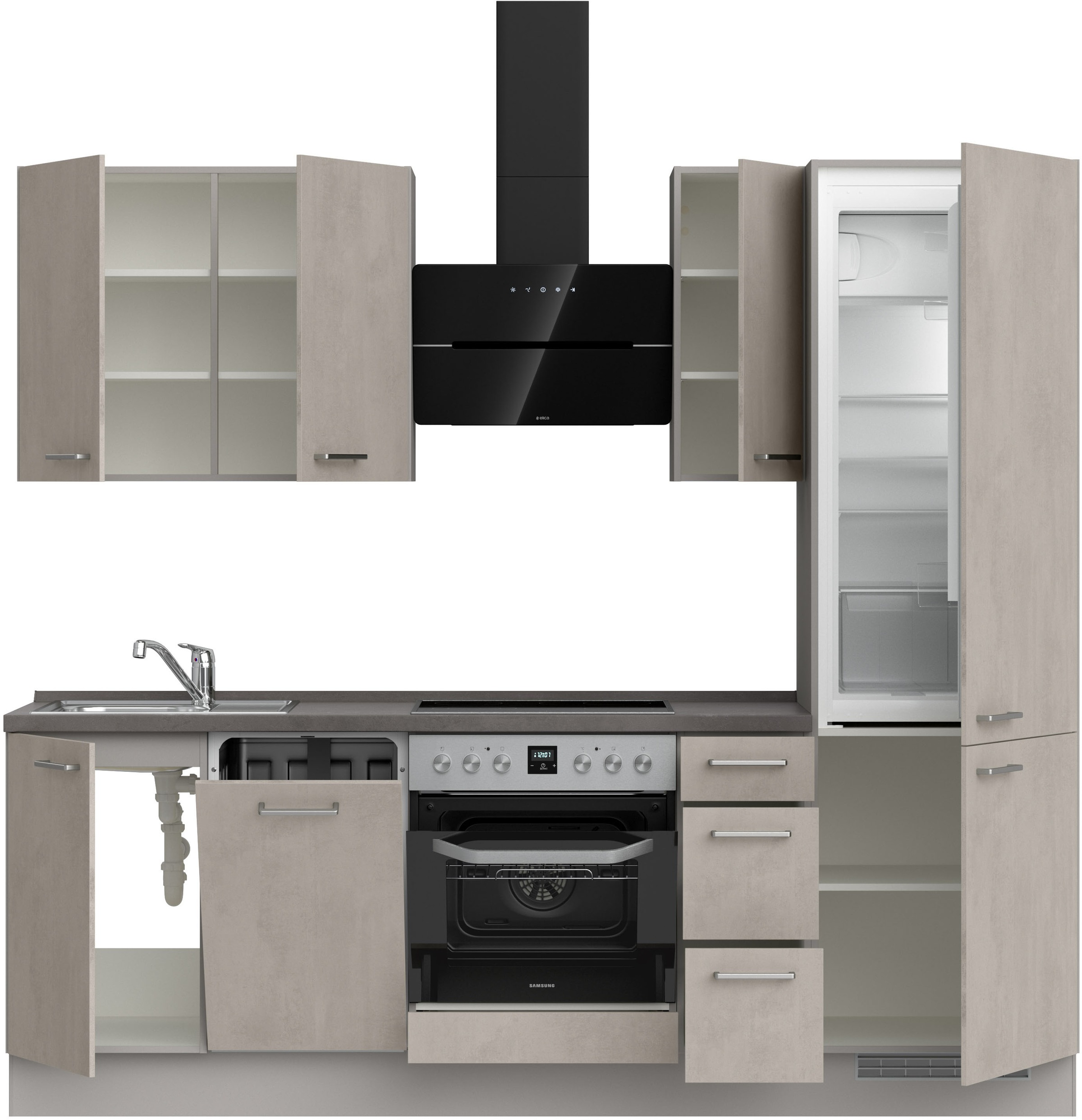 nobilia® Küchenzeile »"Riva II"«, vormontiert, Ausrichtung wählbar, Breite 240 cm, wahlw. mit E-Geräten