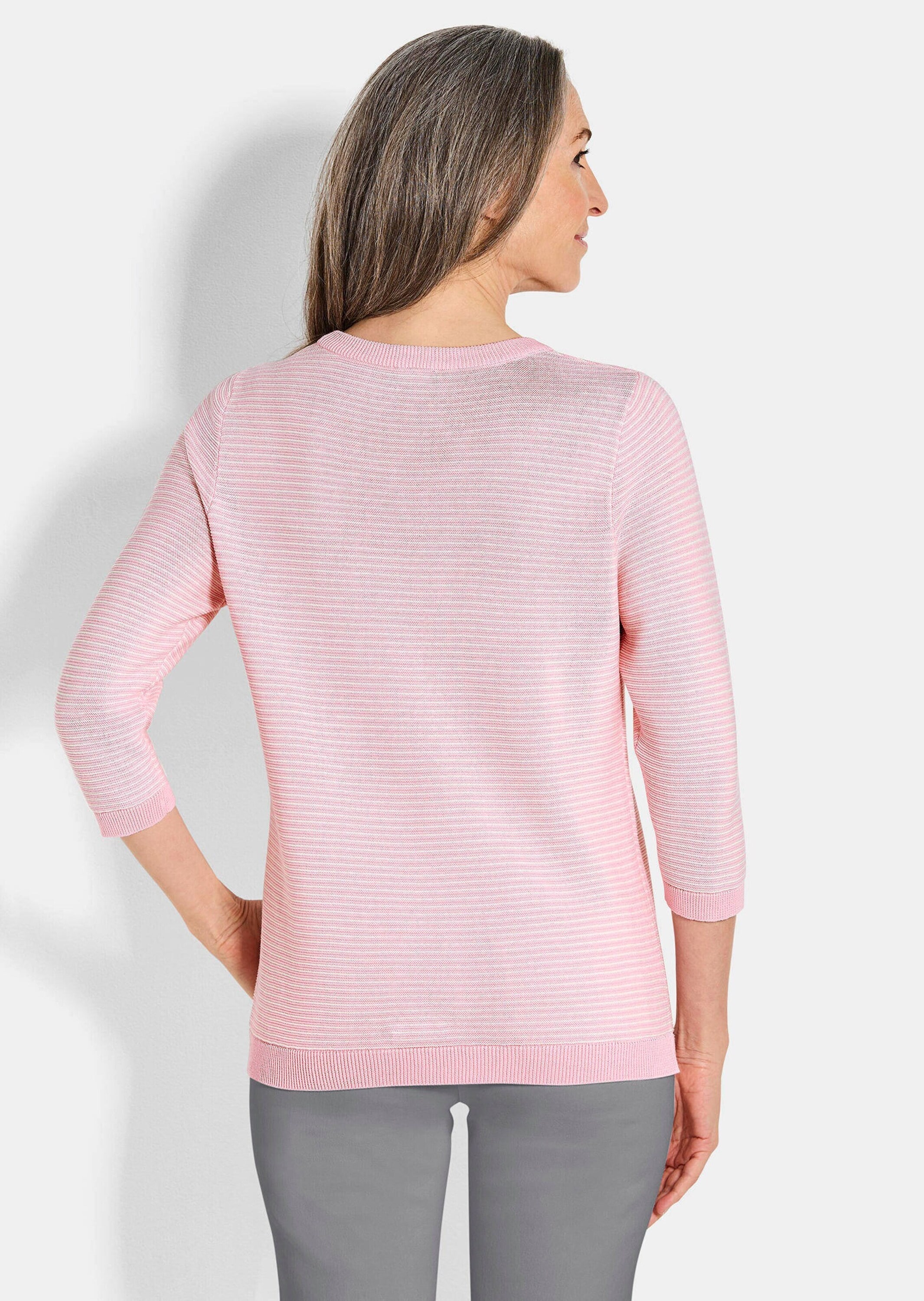 GOLDNER Rundhalspullover »Halbarm Ringelpullover aus Baumwolle«