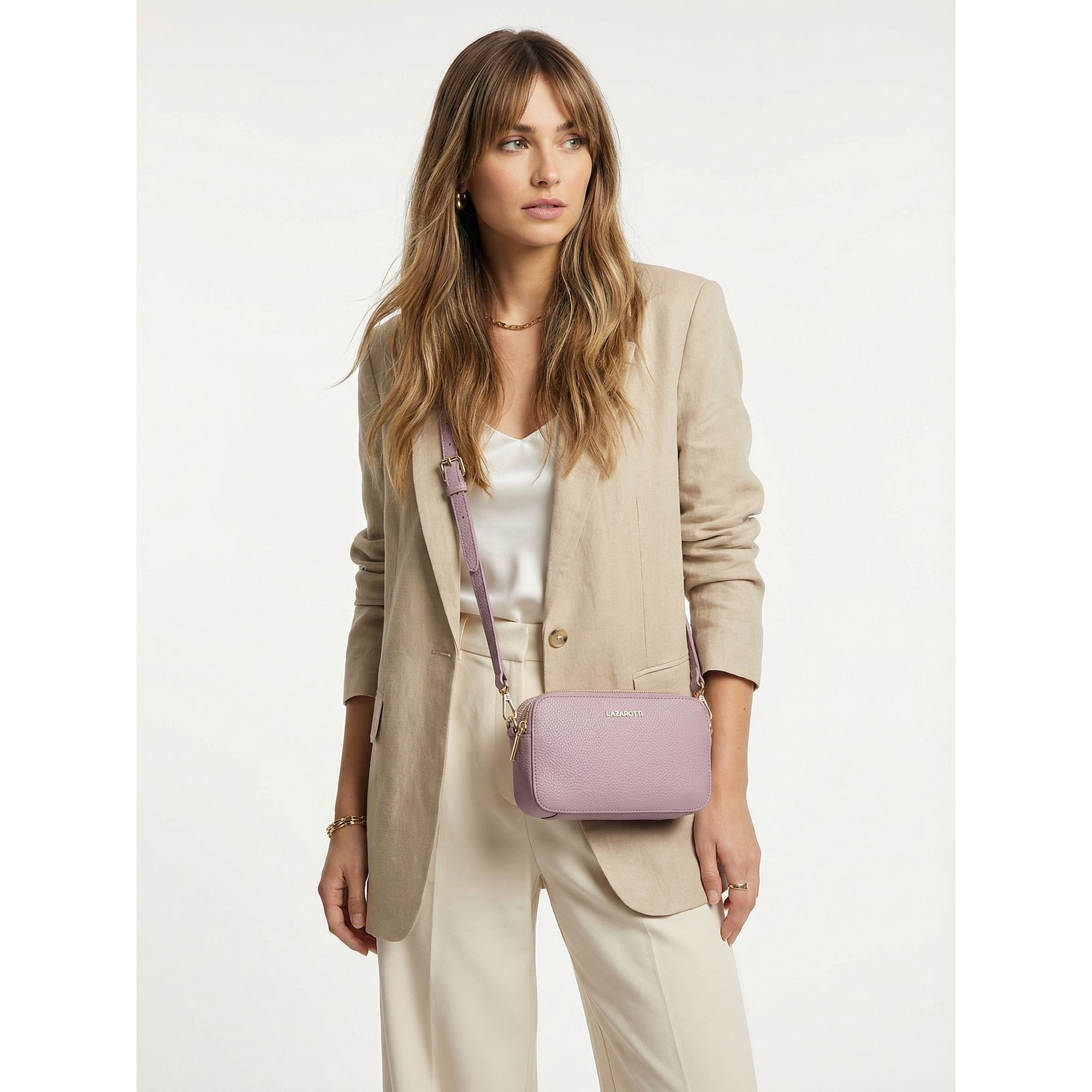 Lazarotti Umhängetasche »Bologna Leather Umhängetasche Camera-Bag Leder Double-Zip 18 cm«