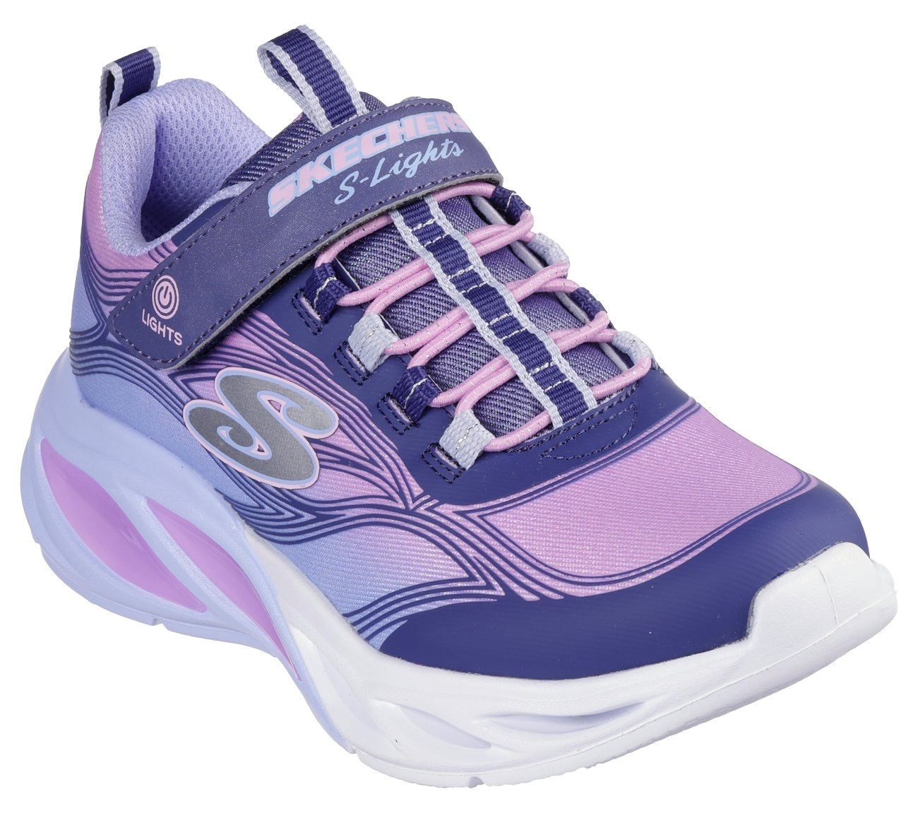 Skechers Sneaker »COSMIC GLOW LIGHTS«, Blink,-Klettschuh mit Glitzer, Größenschablone zum Download