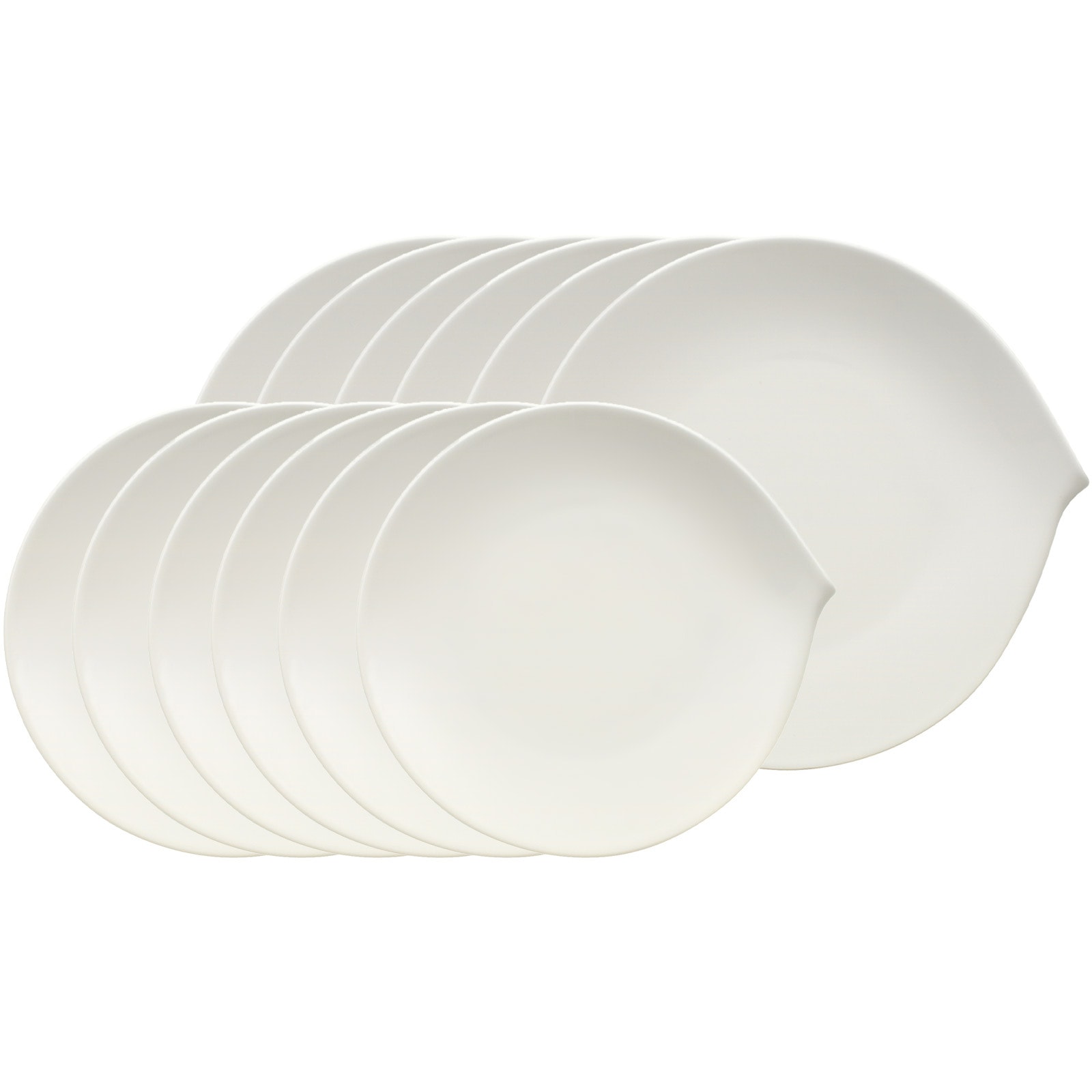 Villeroy & Boch Geschirr-Set "Teller-Set Flow 12er Set weiß" Spülmaschinengeeignet, Mikrowellenfest