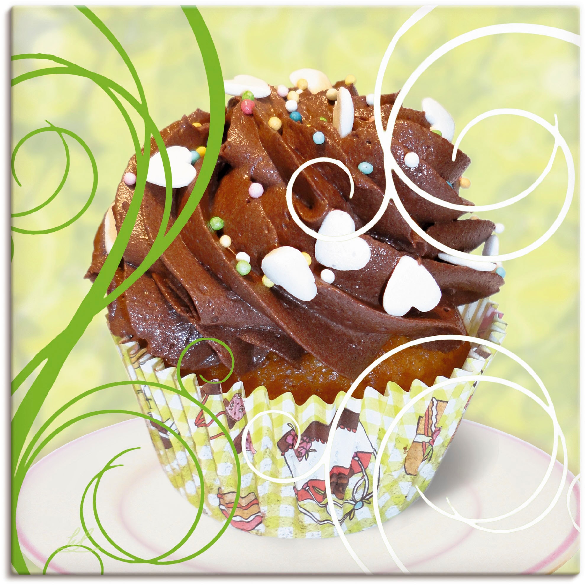 Artland Wandbild »Cupcake auf grün - Kuchen«, Süßspeisen, (1 St.), als  Alubild, Leinwandbild, Wandaufkleber oder Poster in versch. Größen kaufen |  BAUR