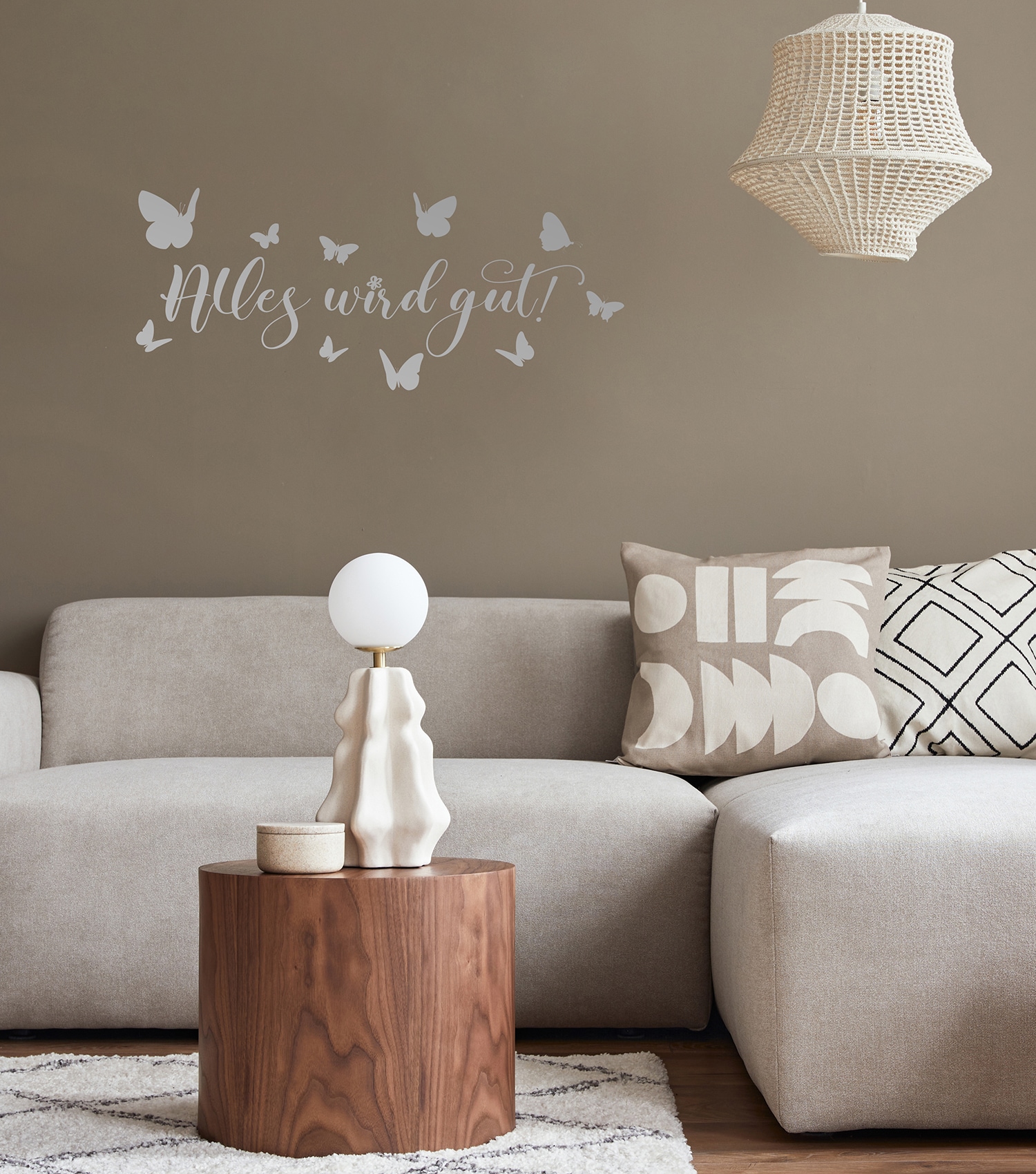 Home affaire Wandtattoo »Alles wird gut - Schmetterlinge«, (1 St.), Wandaufkleber, selbstklebend, rückstandslos abziehbar, Sticker, Spruch
