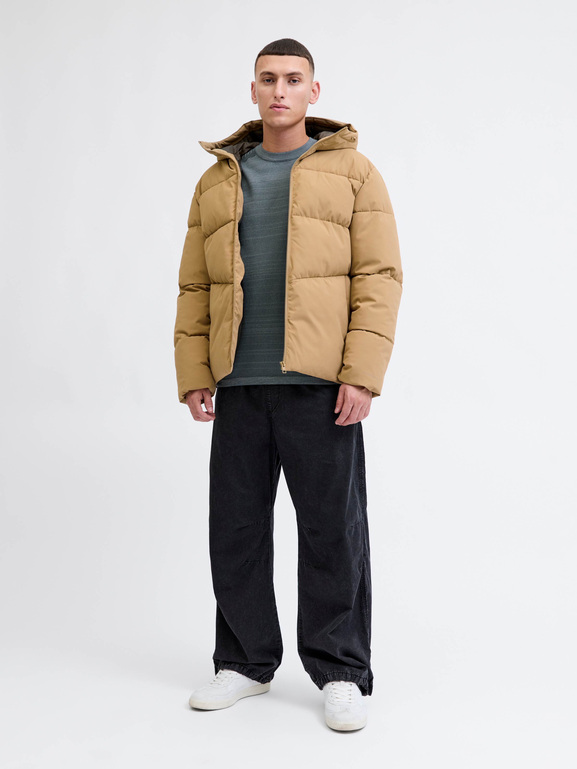 Steppjacke JACK & JONES "JJGLOBAL PUFFER JACKET", Herren, Gr. M, braun (e.wood), Web, Obermaterial: 100% Polyester, unifarben, regular fit normal, Jacken Steppjacke 4