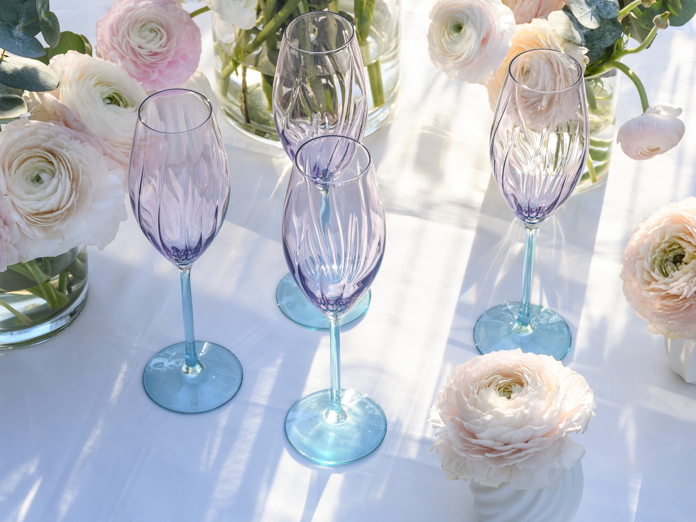 CreaTable Sektglas »Swirly Spring, Sektgläser-Set, 4-tlg.«, (Set, 4 tlg.), Rillen Relief, Modern, Sommerlich, Leicht