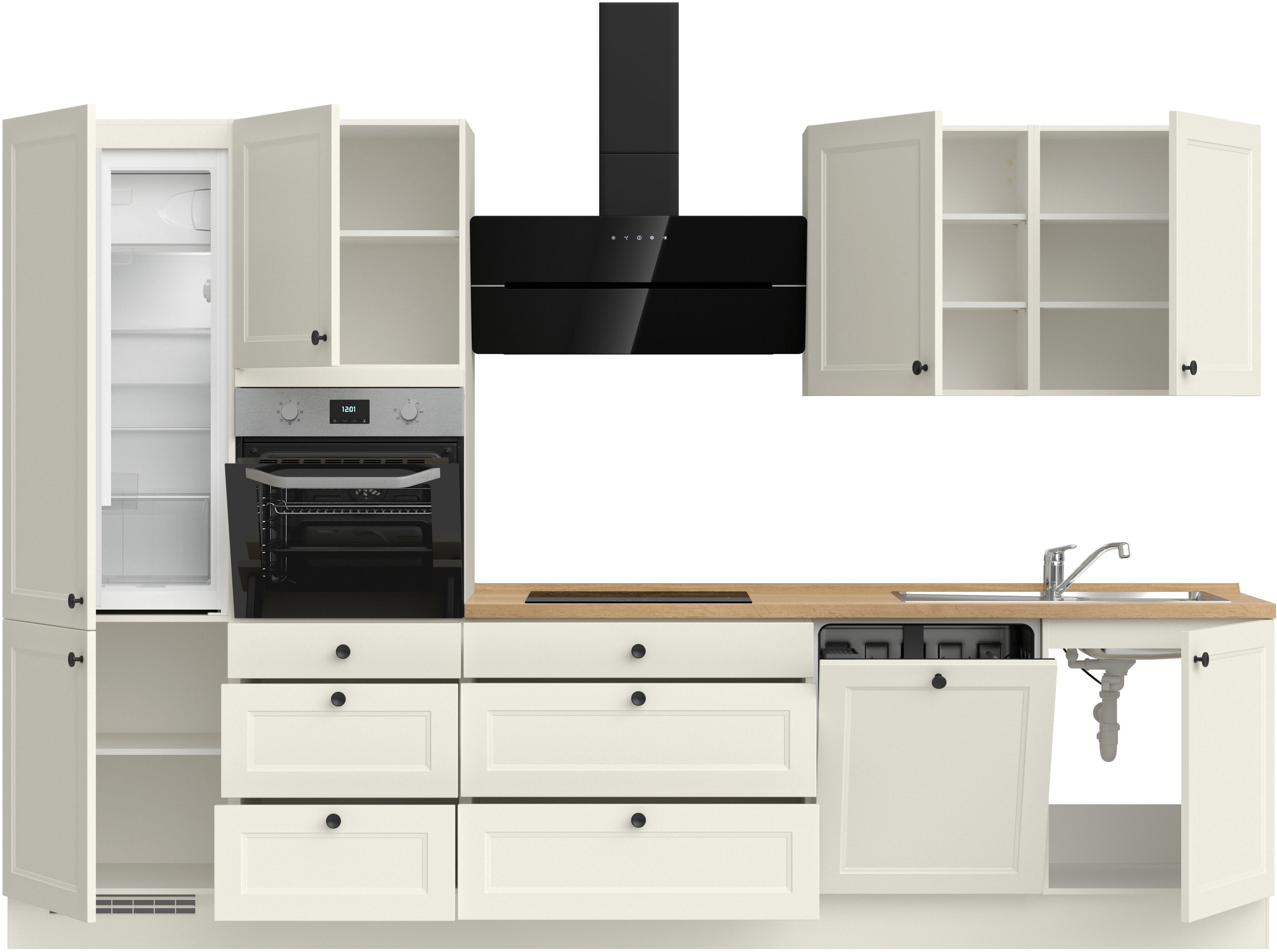 nobilia® Küchenzeile »"Cascada II"«, vormontiert, Ausrichtung wählbar, Breite 330 cm, wahlw. mit E-Geräten