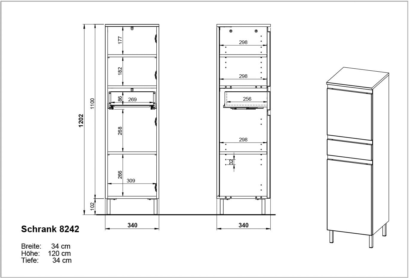 GERMANIA Badmöbel-Set »Scantic«, (5 St.), bestehend aus Kommode, Schrank, Hochschrank, Waschbeckenunterschrank