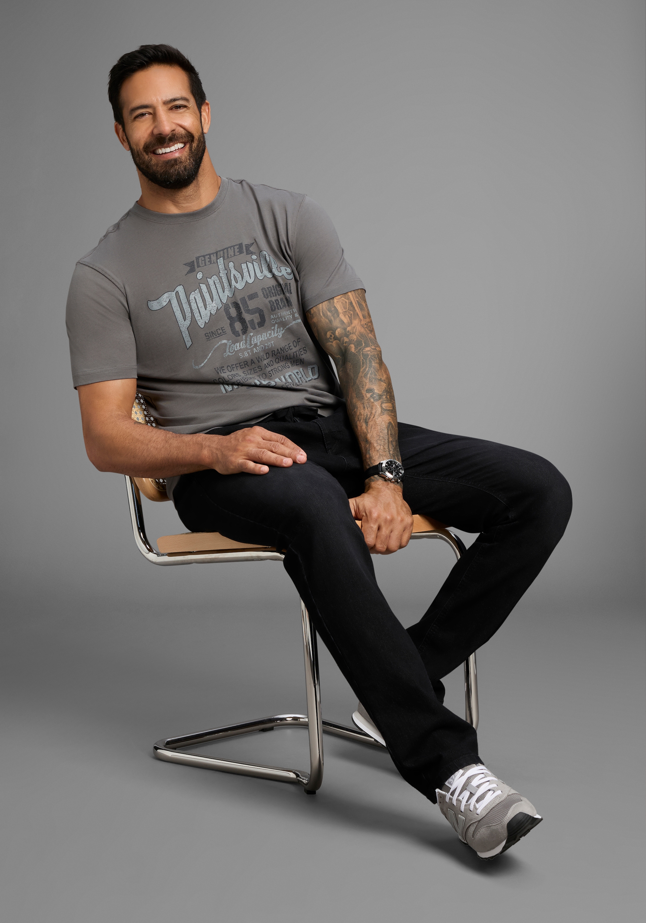 Man's World T-Shirt, Kurzarm, mit stylischem Print, Rundhalsausschnitt, aus Baumwolle