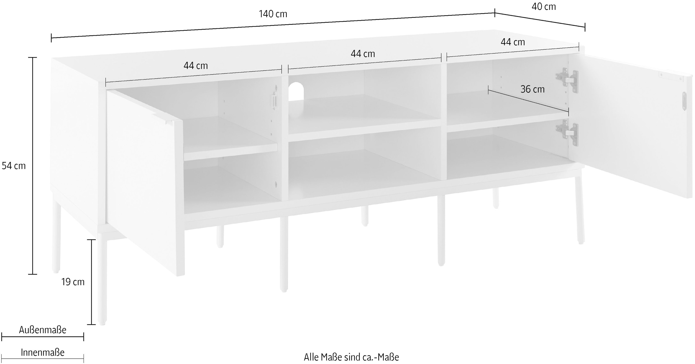 s.Oliver TV-Schrank »Kallby« 1 Stk. tlg. lackiertes MDF, Kabelmanagement, Soft-Close Funktion, Breite 140 cm