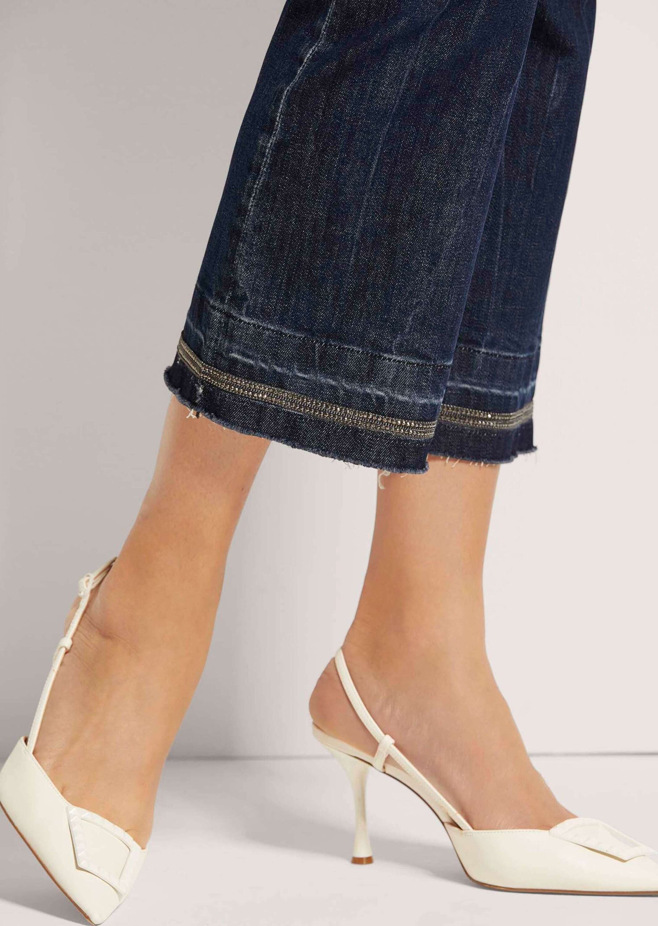 MADELEINE Regular-fit-Jeans »Jeans Ausgestellte Jeans mit Strass-Deko und Fransen«