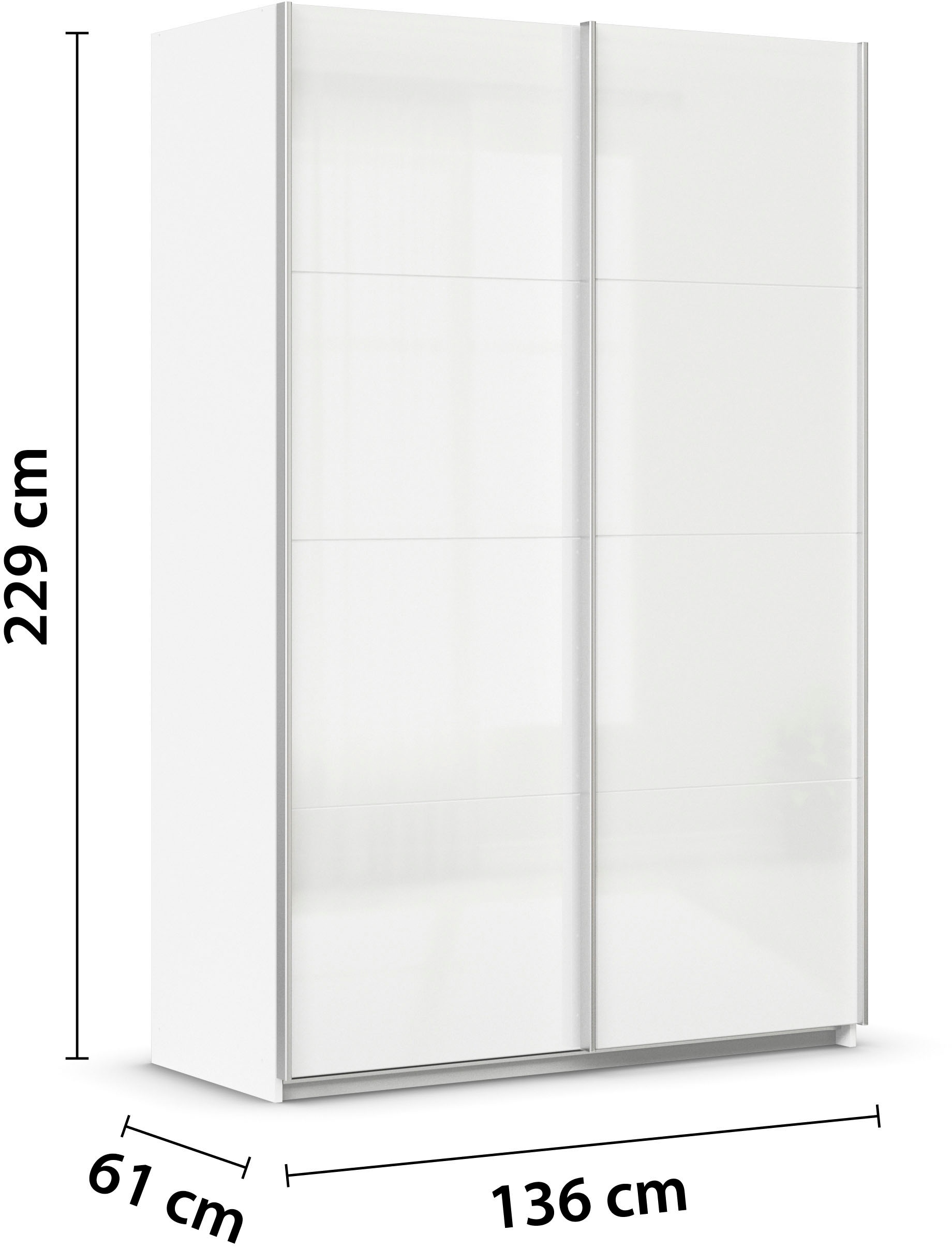 INOSIGN BY RAUCH Schwebetürenschrank »Kleiderschrank Schrank Garderobe Schlafzimmerschrank THANOS«, (in 3 verschiedenen Ausstattungen BASIC/CLASSIC/PREMIUM), Optional mit Spiegel, Metall-Griffleisten alufarben MADE IN GERMANY