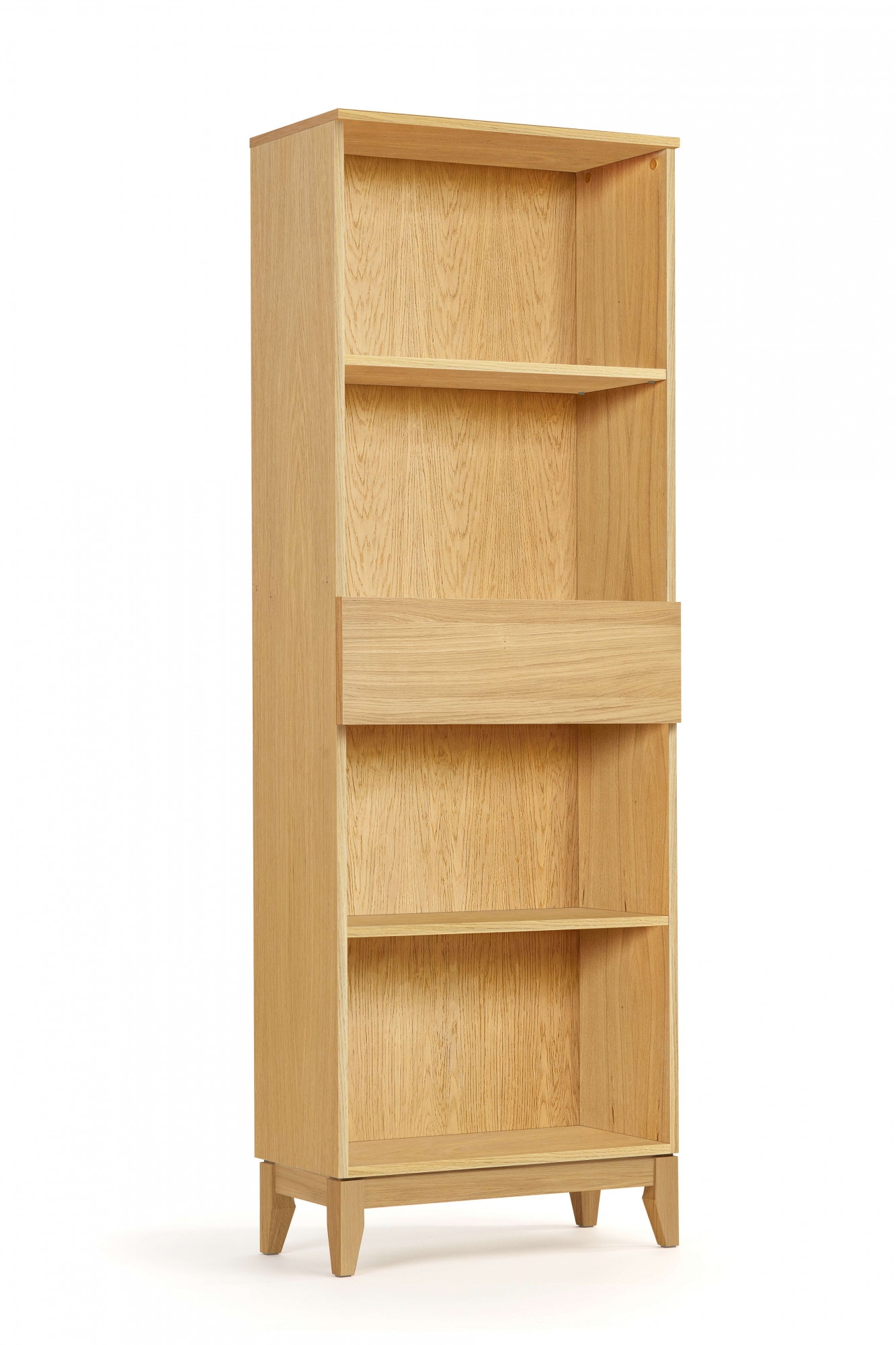 Woodman Bücherregal »Elinee«, skandinavischen im | Eichenfurnier angesagten aus BAUR Look