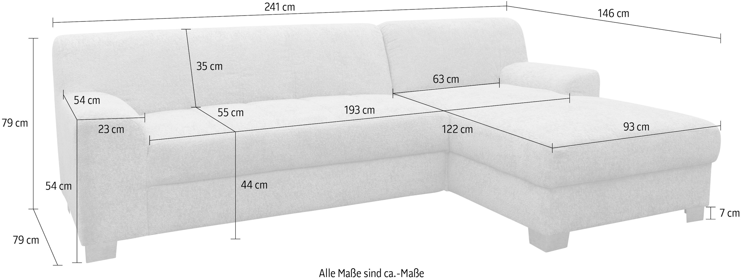 OTTO home Ecksofa »Lolland BxT: 241x146 cm, modern, mit Steppungen, mittel-fester Sitz« L-Form, aus pflegeleichtem, weichem Luxus-Microfaser