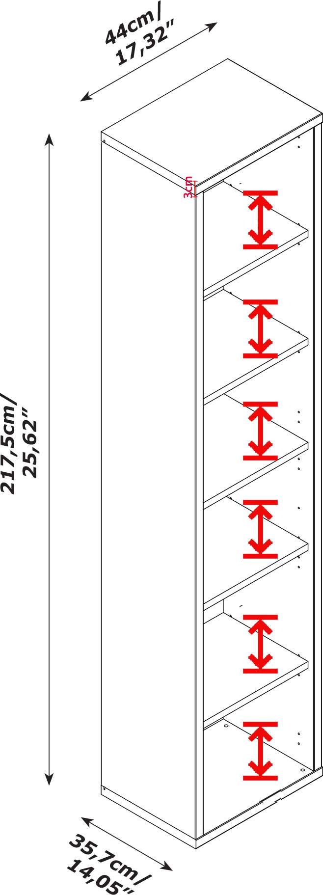 Composad Aktenregal »DAVINCI«, mit 6 Fächern, Maße (B/T/H): ca. 44x35,7x217,5 cm