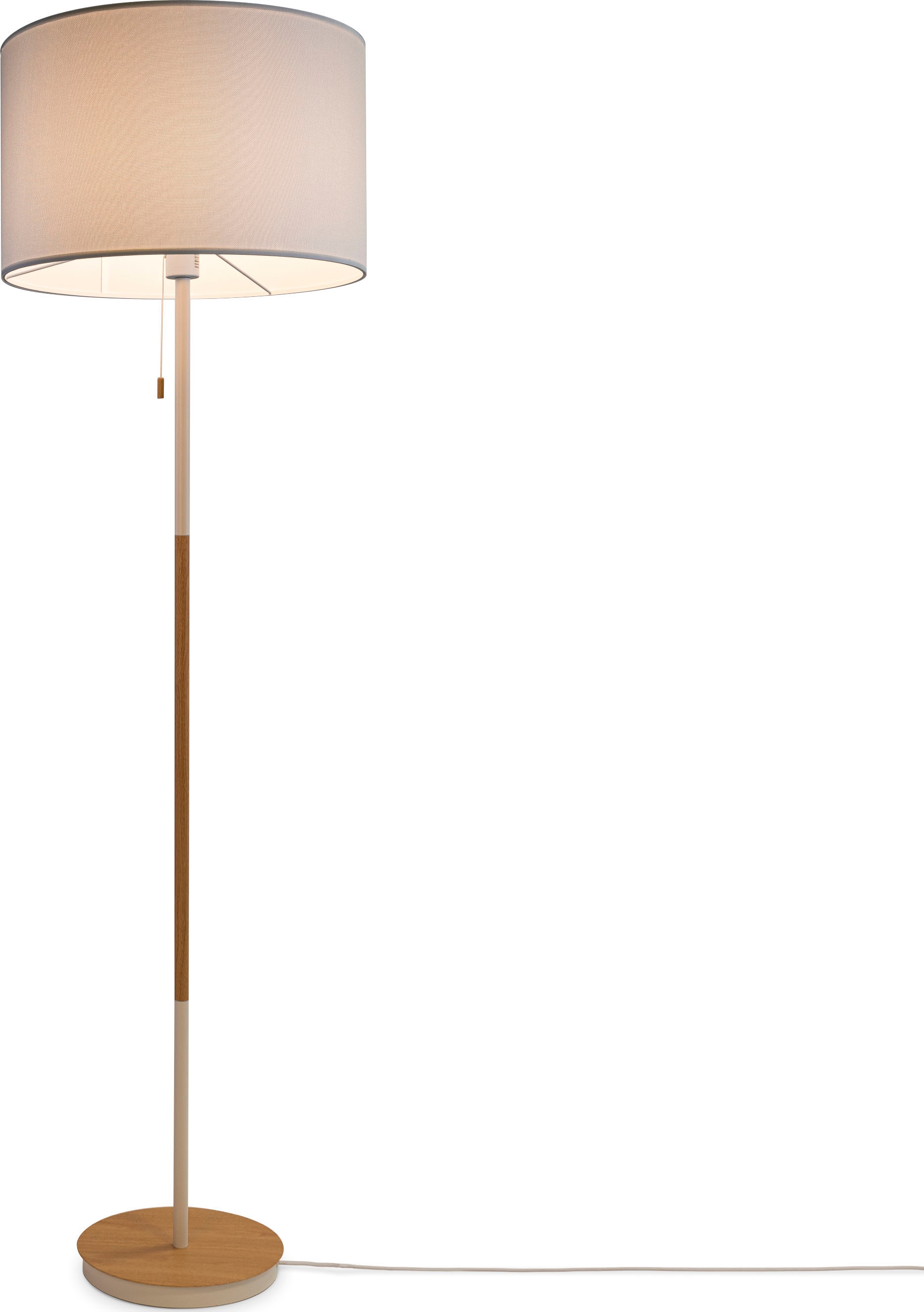 Paco Home Stehlampe »EKO CANVAS UNI COLOR«, Stoffschirm Wohnzimmer Skandi Standleuchte E27 Einfarbig Stofflampe