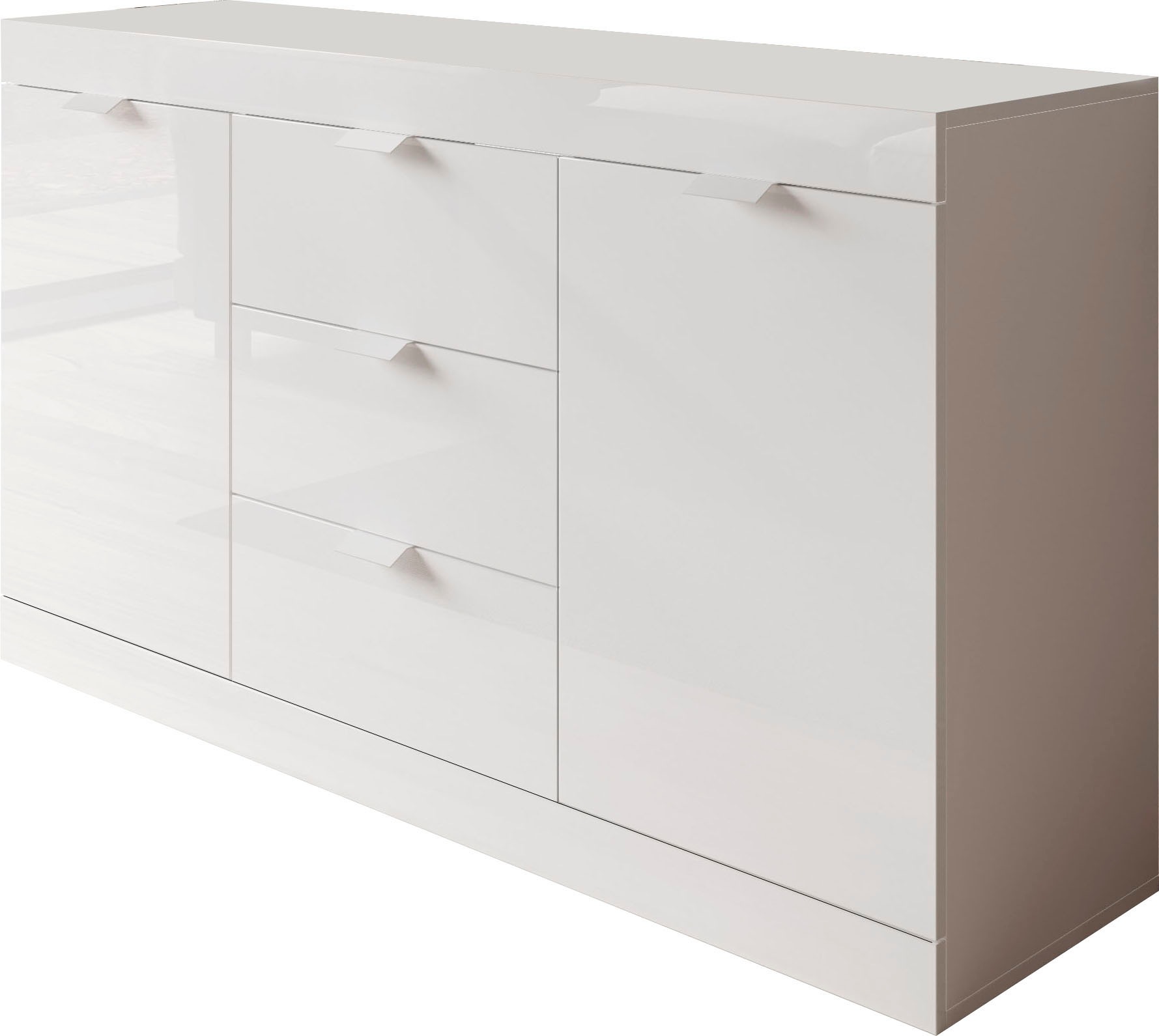 Home affaire Sideboard "Slim" Breite 136 cm, weiß Hochglanz Lack günstig online kaufen