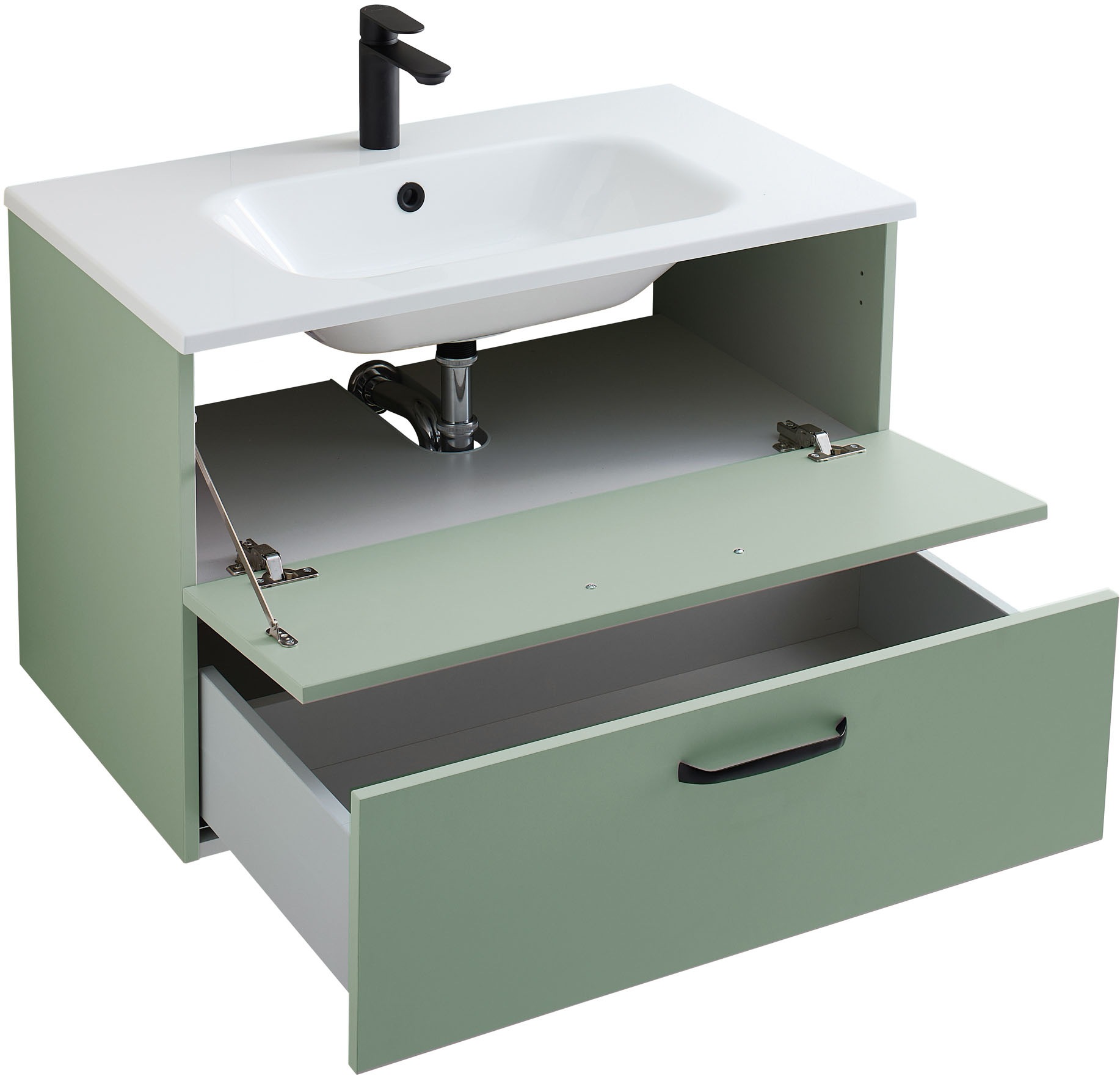 Thumbnail - Saphir Badmöbel-Set "Quickset 500, Waschtischunterschrank mit Mineralmarmorwaschtisch" 2 Stk. tlg.