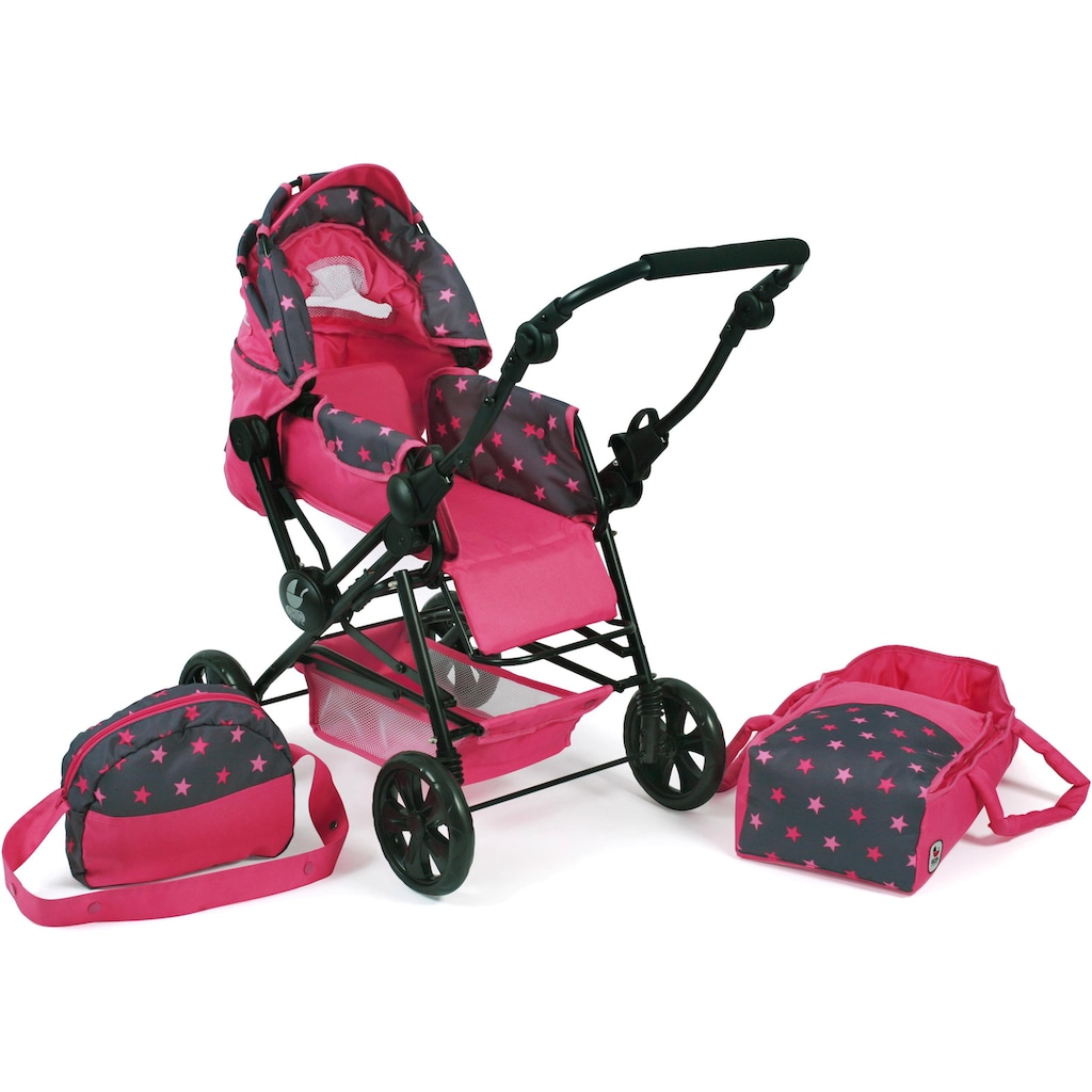 CHIC2000 Kombi-Puppenwagen »Road Star, Stars Pink«, mit herausnehmbarer Tragetasche