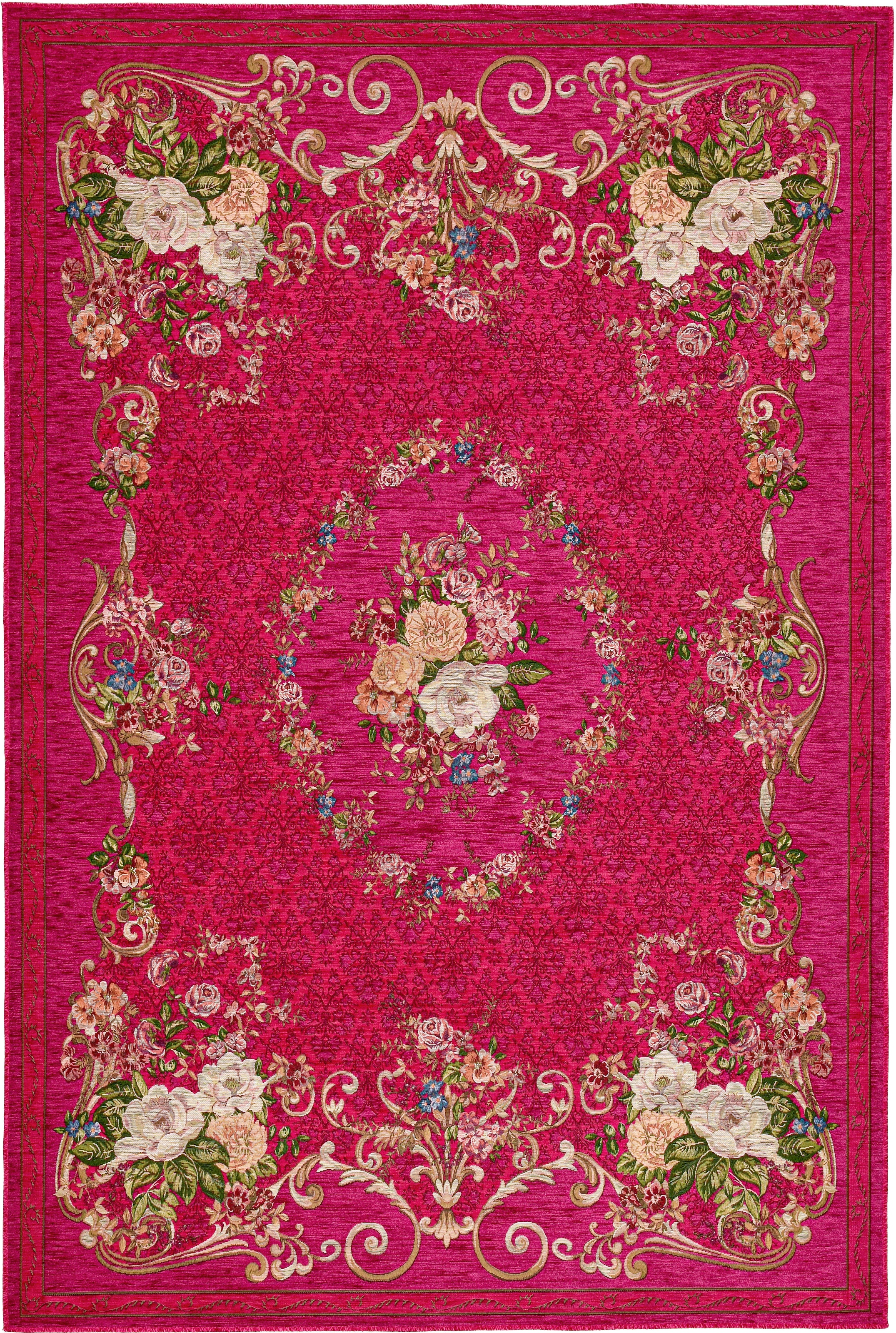 THEKO "Flomi Floral" rechteckig 3 mm Höhe gewebt, Blumen Design, ideal im Wohnzimmer & Schlafzimmer