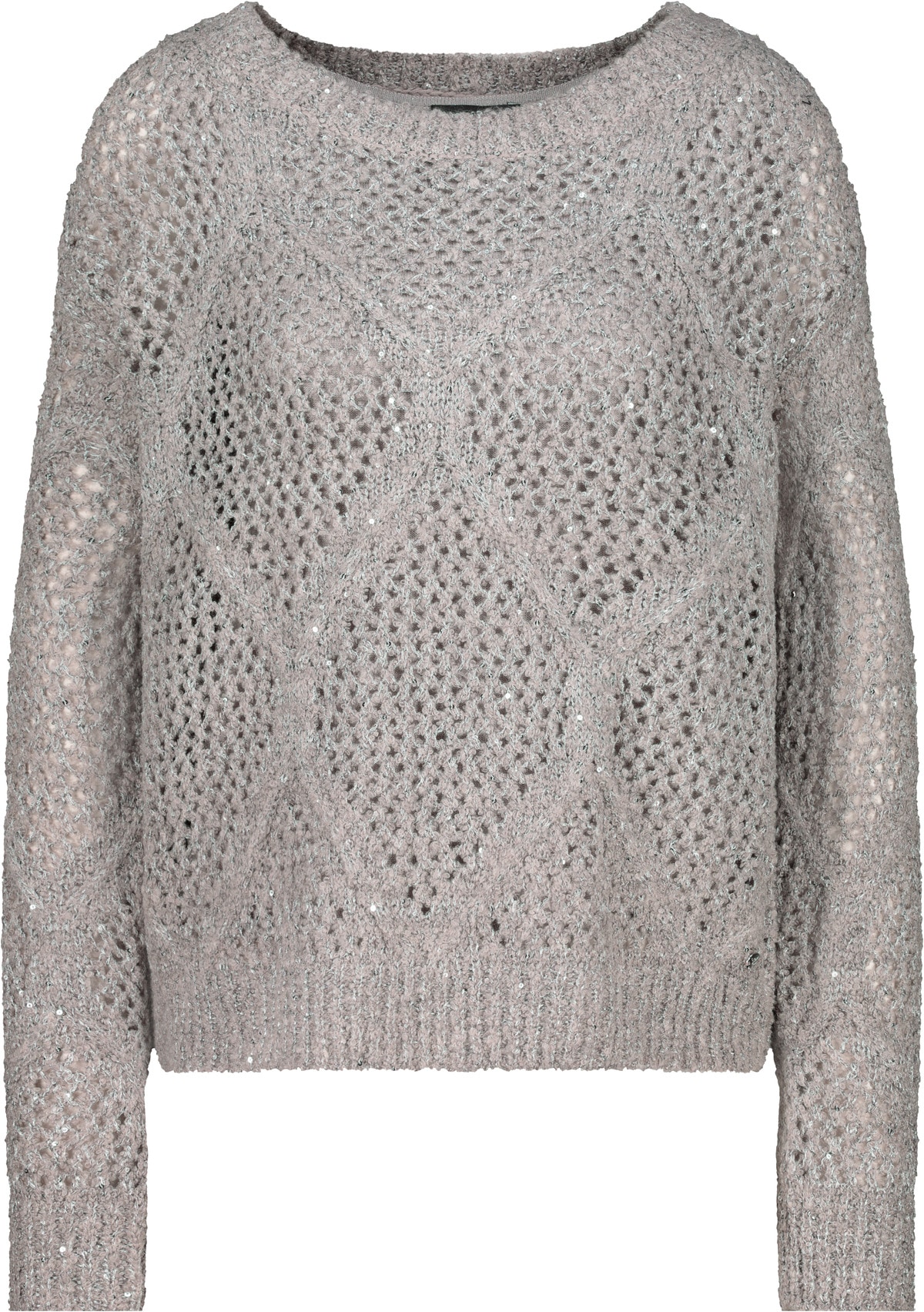 Monari Strickpullover »Pullover Ajour Paillette«, Mit Rundhalsausschnitt