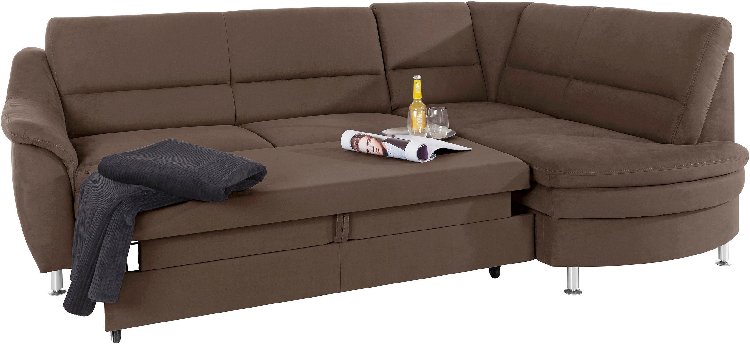 Ecksofa HOME AFFAIRE "Cardoso L-Form", braun (chocco), B:250cm H:90cm T:175cm, Struktur imprägniert (100% Polyester);Luxus-Microfaser ALTARA NUBUCK (100% Polyester);Struktur (52% Polyester, 35% Polyacryl, 13% Baumwolle);Luxus-Microfaser weich (90% Polyest 8