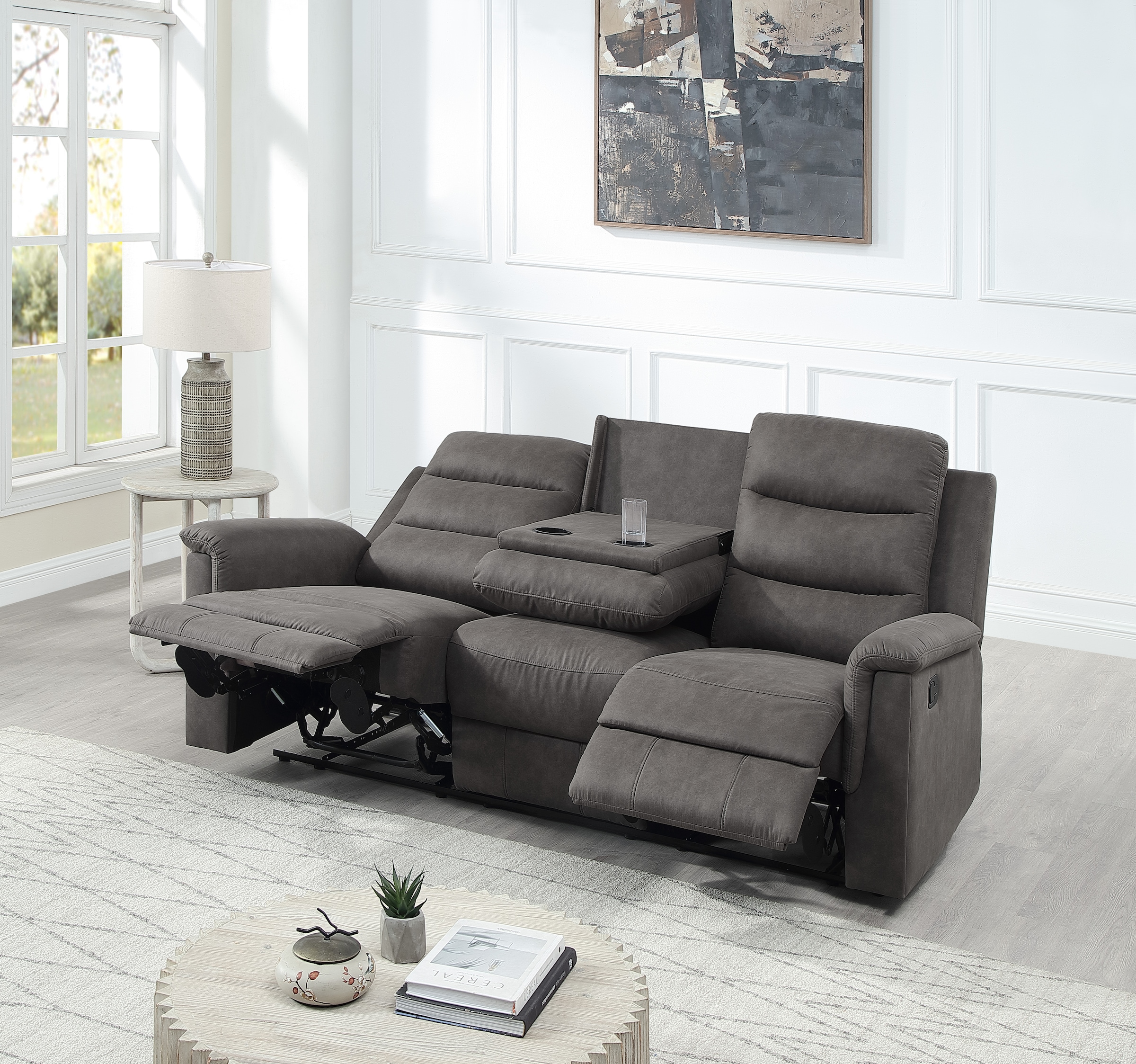 ATLANTIC home collection 3-Sitzer »Cliff mit 2 Relaxfunktionen«, Federkern und Becherhaltern in klappbarer Mittelkonsole