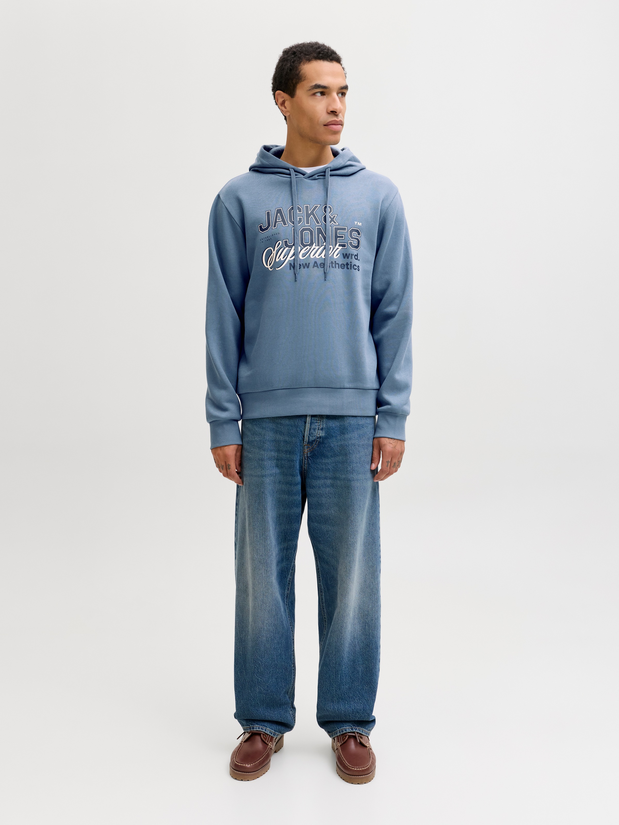 Jack & Jones Sweat à Capuche 12279649 Logo 2 Colors Blue Mirage M Homme 4