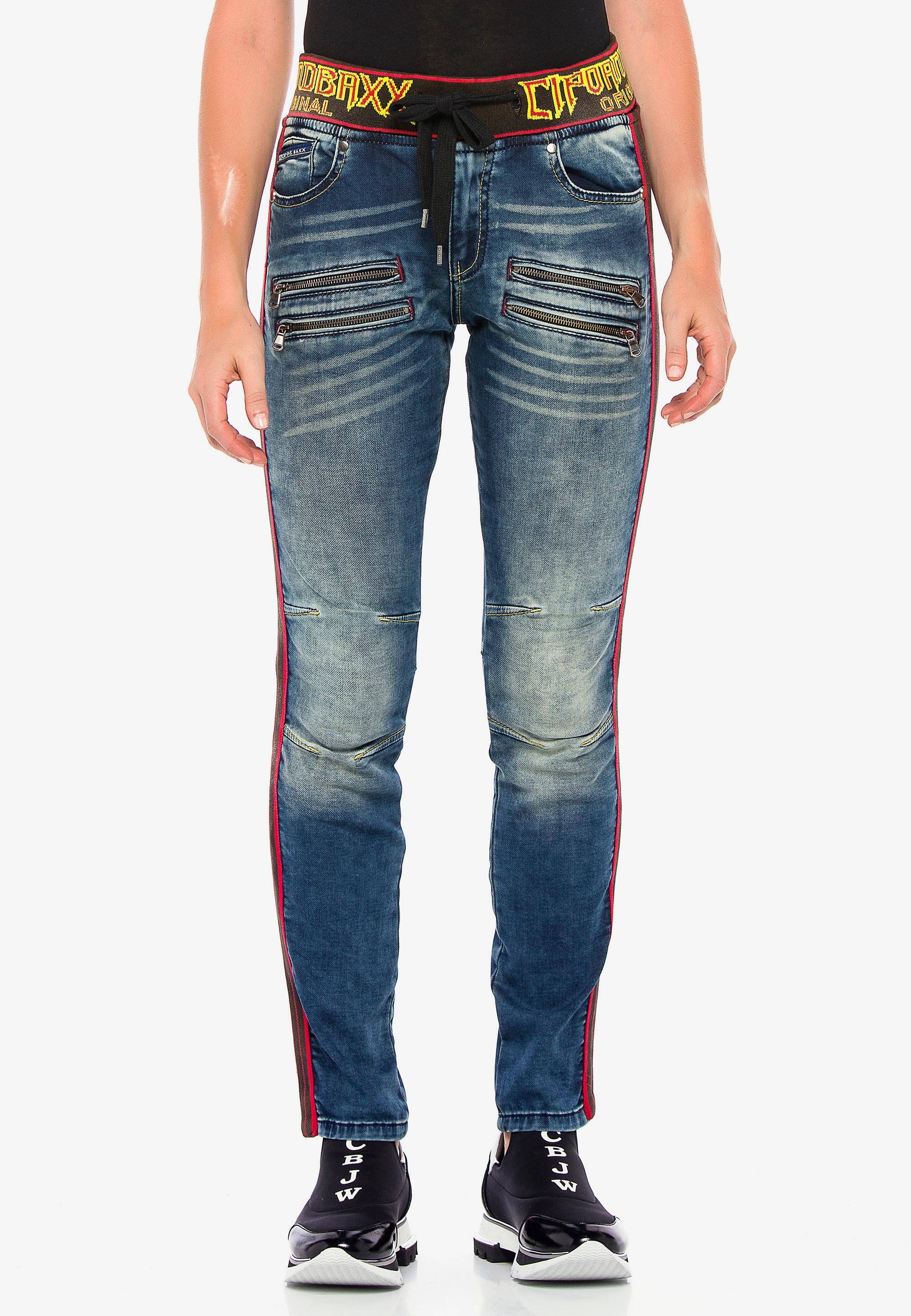 Slim-fit-Jeans, mit trendigen Seitenstreifen