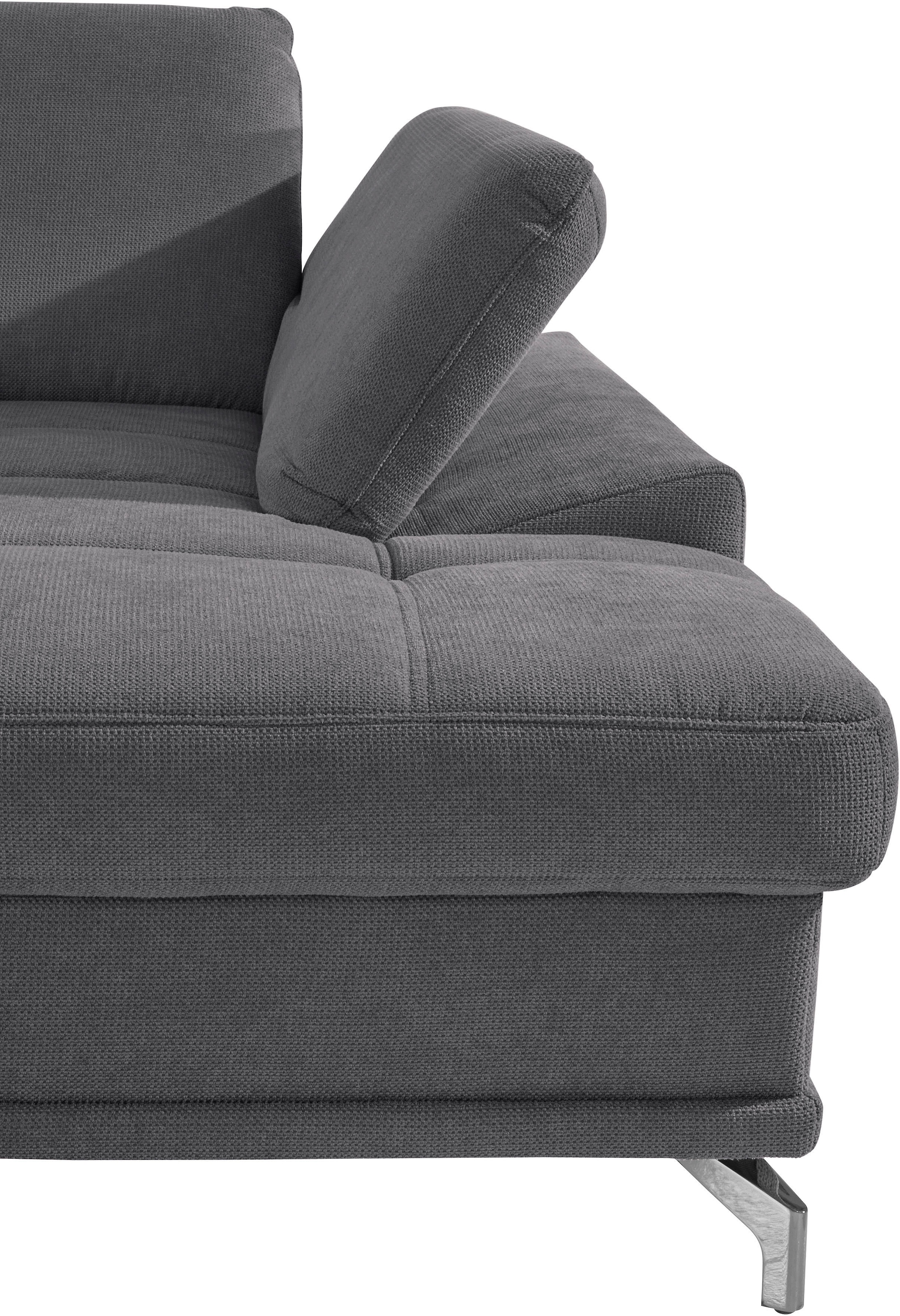 Places of Style Wohnlandschaft »Costello U-Form, mit Sitztiefenverstellung, Armteilverstellung und«, 3 Nierenkissen, optional Bettfunktion und Bettkasten