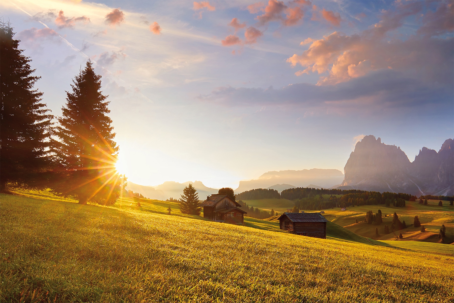 Bönninghoff Bild "Wandbild ALPENLANDSCHAFT 60x90 cm – Leinwandbild Keilrahmen Deko" Berge Berge & Alpenbilder Sonnenuntergang auf Keilrahmen gespannt